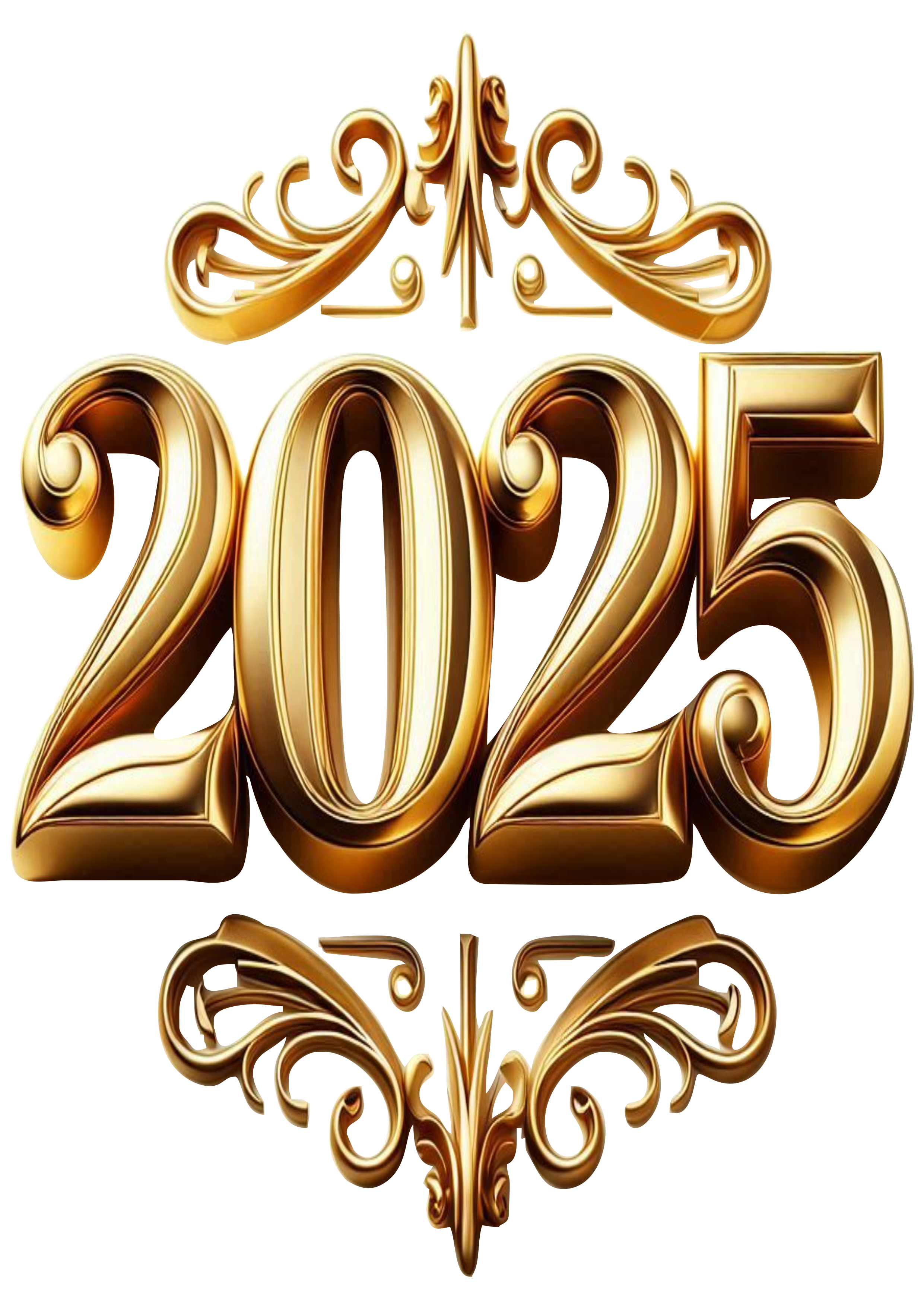 Golden 2025 Image: Perfect for New Year’s Graphic Designs PNG