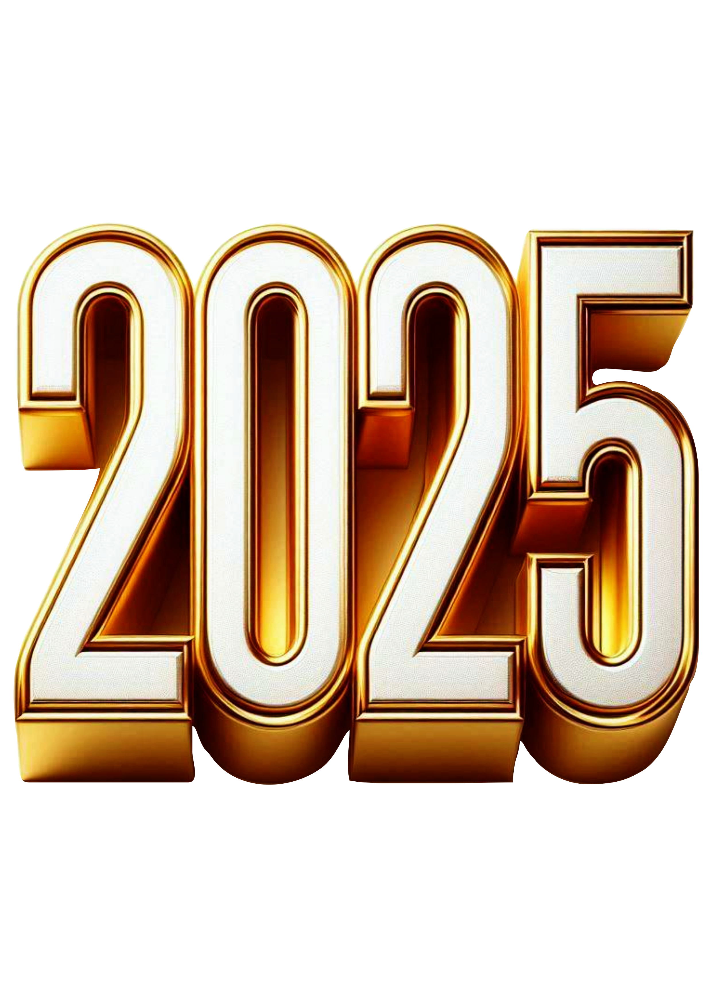 Golden Number 2025: Perfect for New Year’s Eve Graphic Work PNG