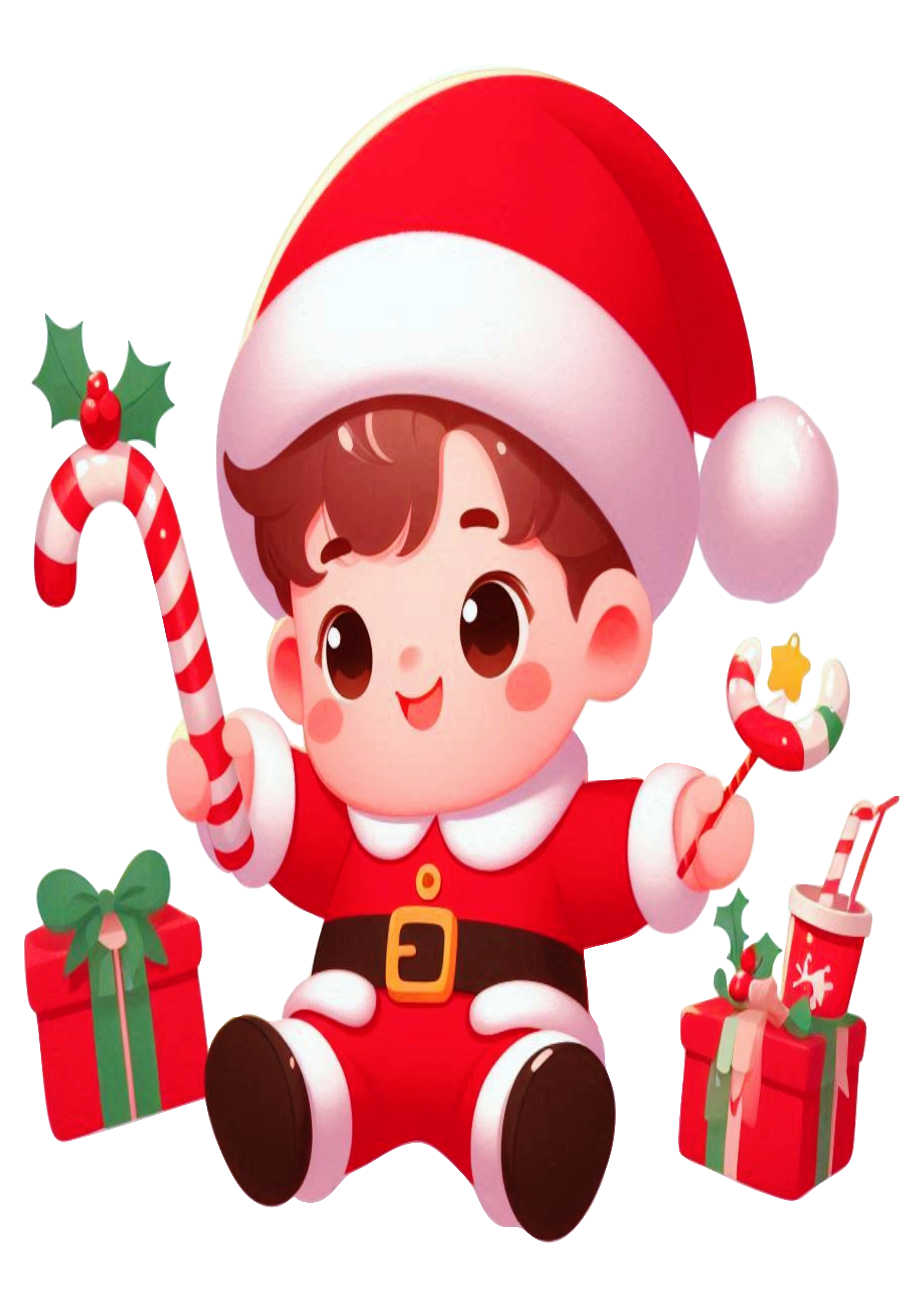 Baby Boy in Christmas Outfit PNG: Perfect for Crafts and Decorations