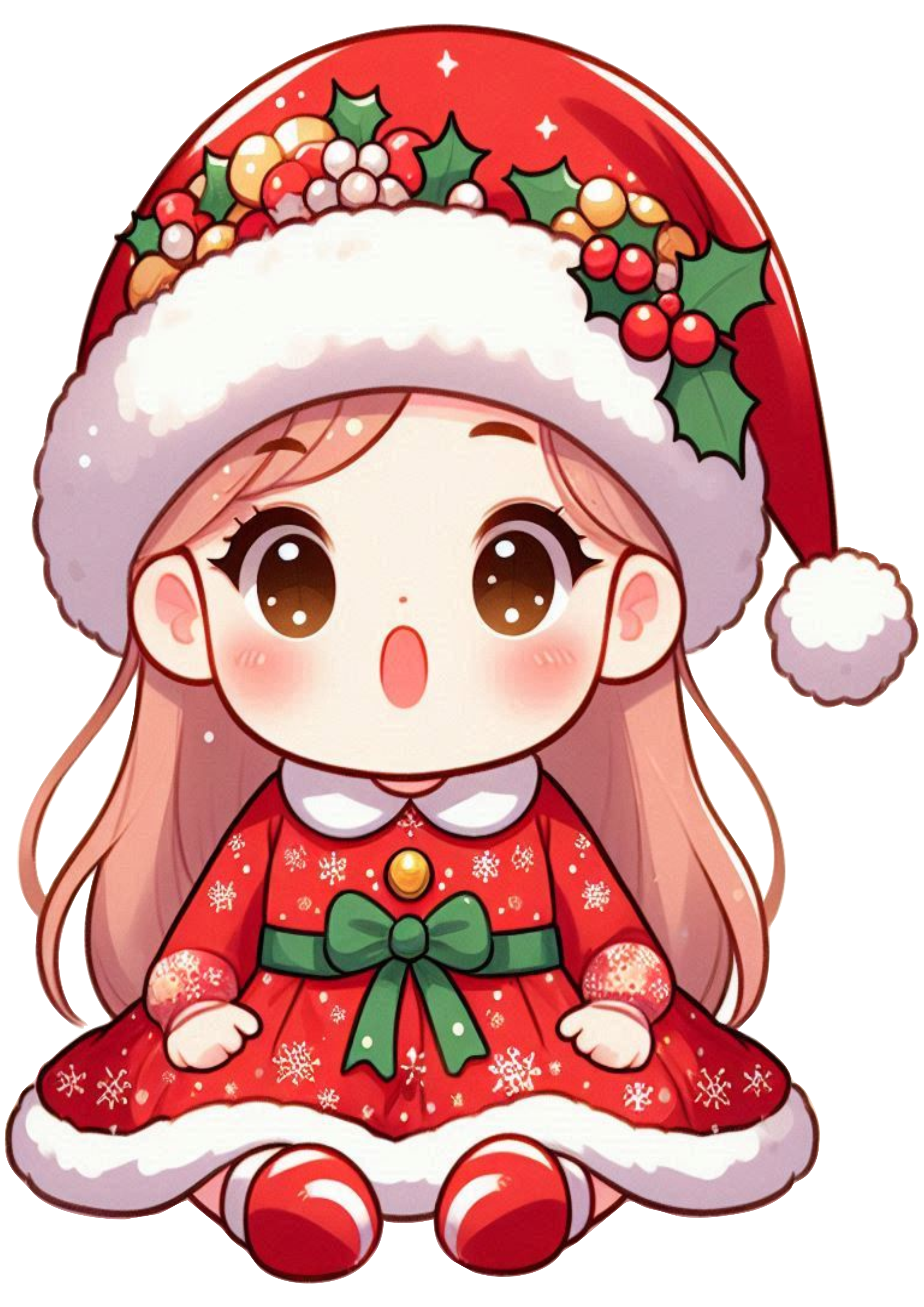 Baby Girl in Christmas Outfit: PNG Image with Transparent Background