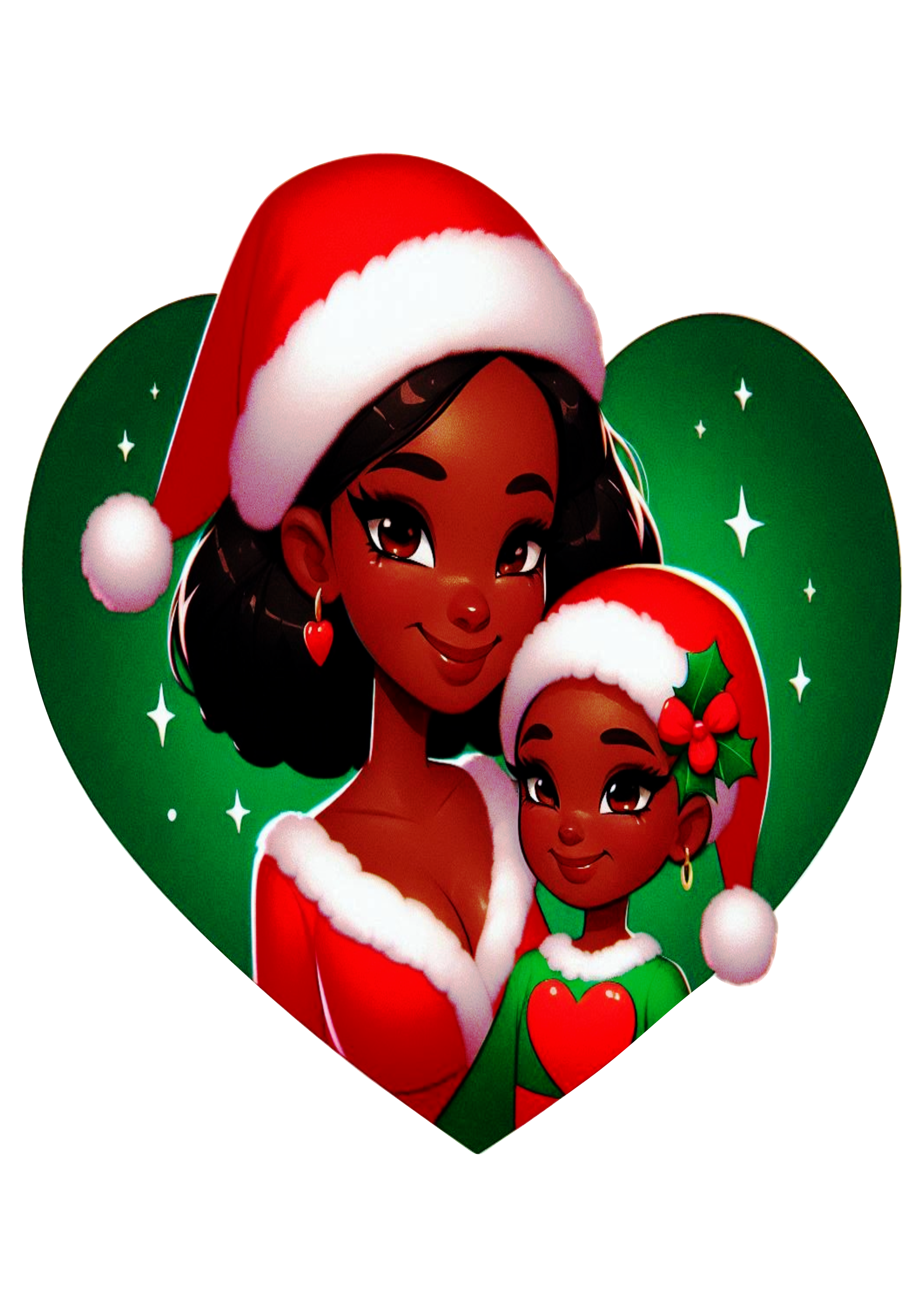 Festive Mother and Daughter in a Heart – Ideal for Holiday Decorations