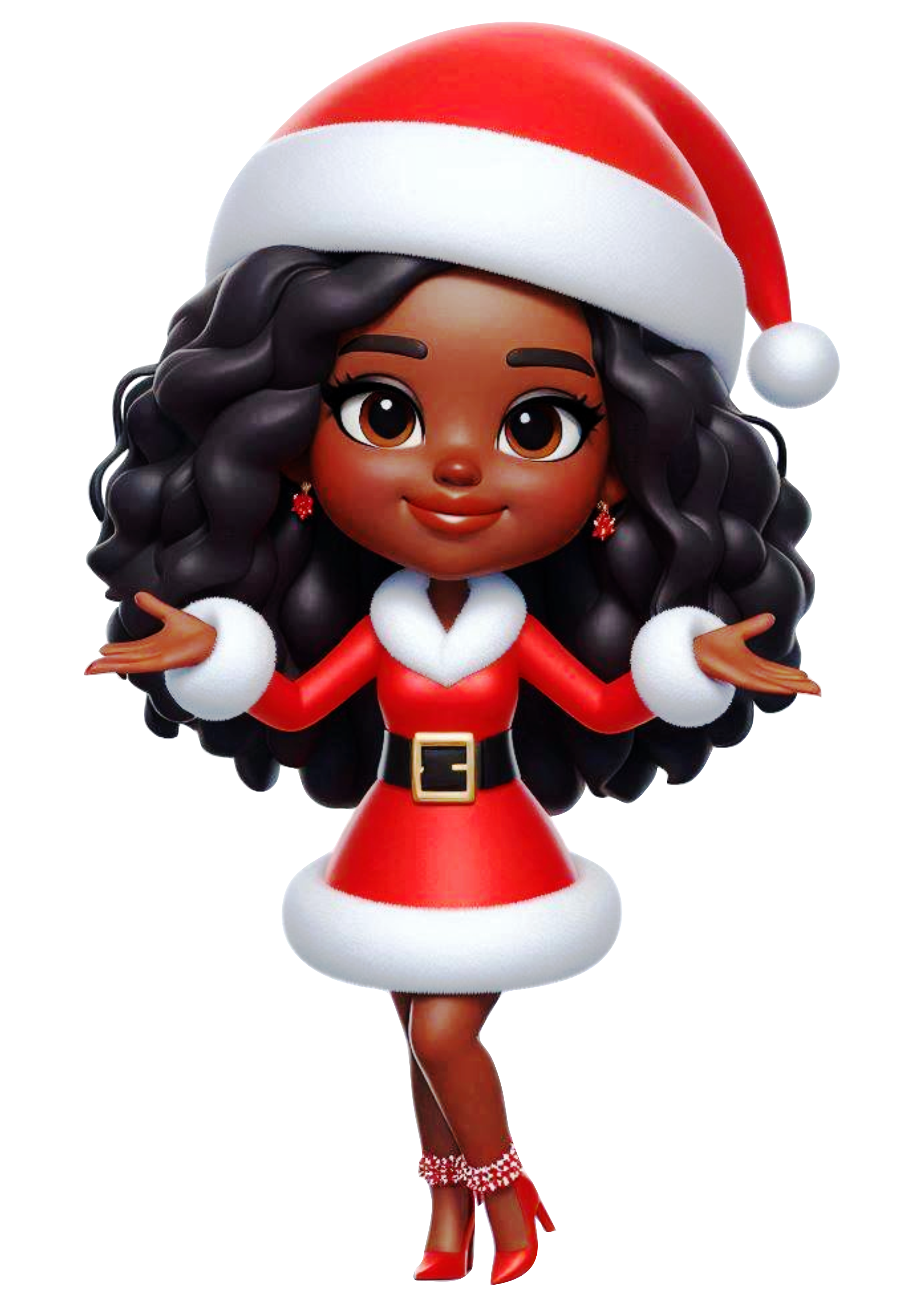 Christmas-Themed Cartoon of Mrs. Claus: Transparent PNG for Graphics and Decorations