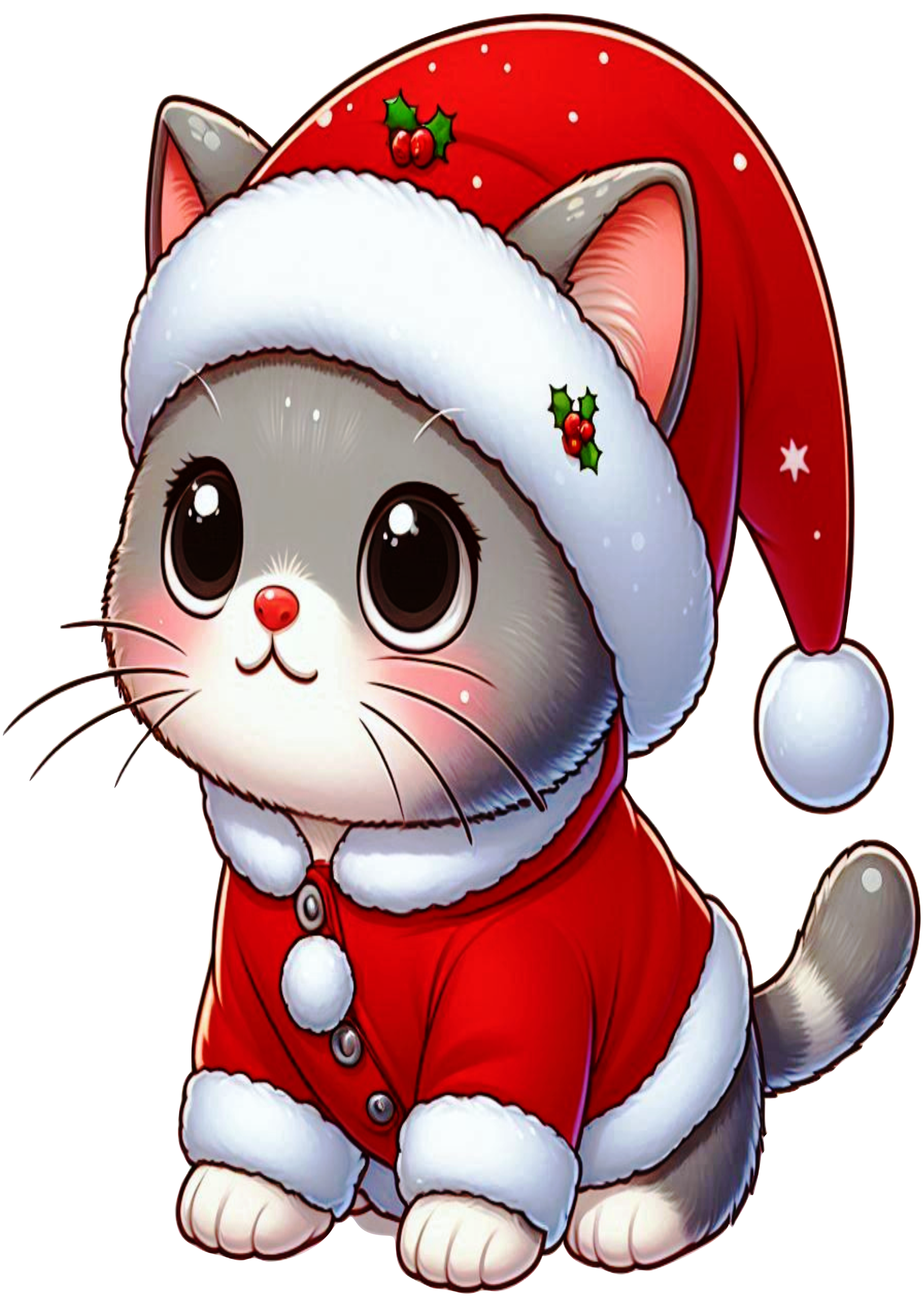 Adorable Christmas Cat Drawing: The Perfect Festive Touch PNG