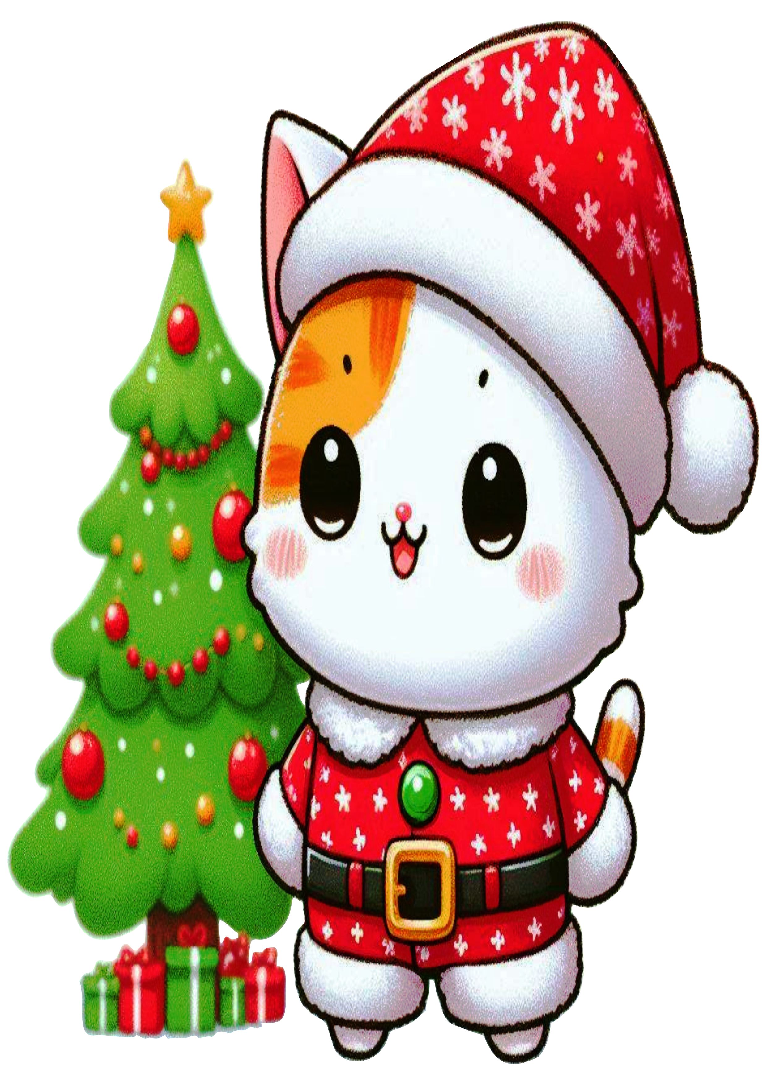 Cat in Christmas Attire: A Heartwarming Illustration PNG