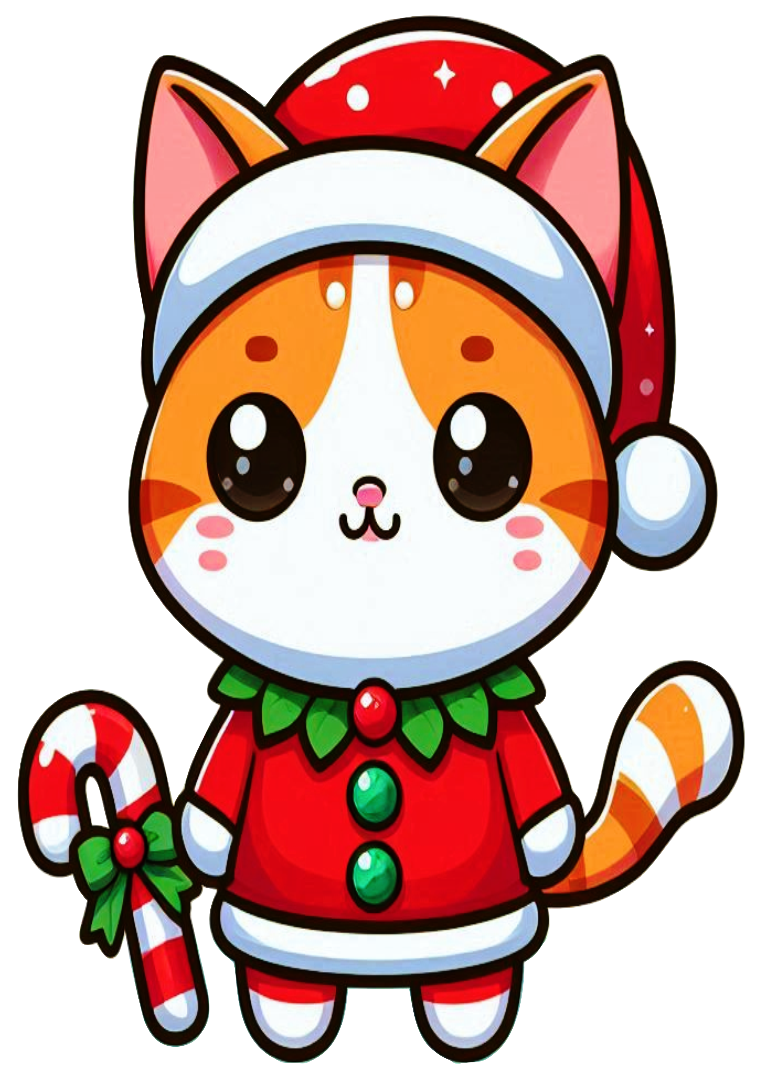 Christmas Kitty in Holiday Outfit PNG