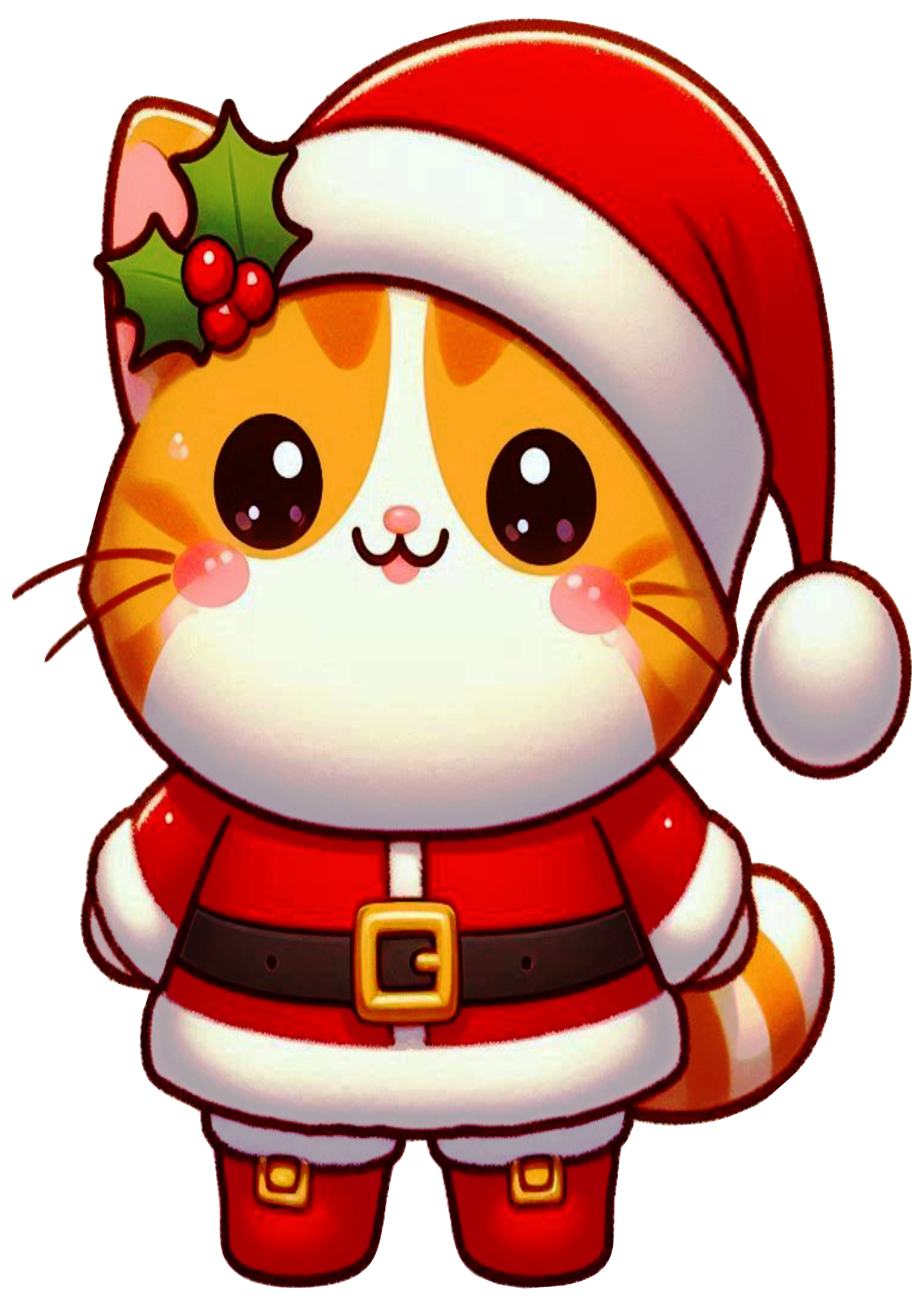 Christmas Kitty in Holiday Outfit: A Cute Illustration for the Season PNG