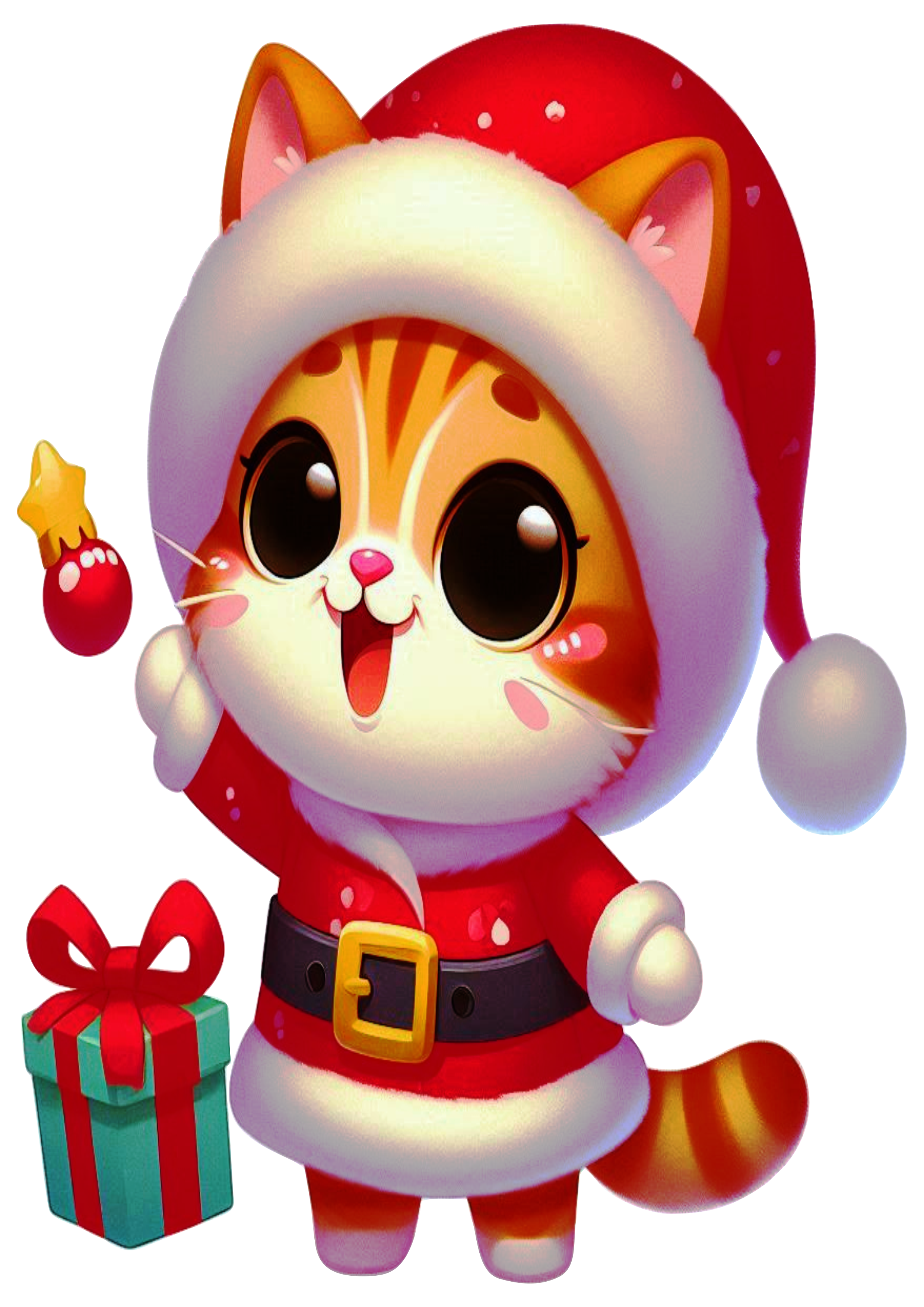 Festive Feline: Christmas Cat Illustration PNG