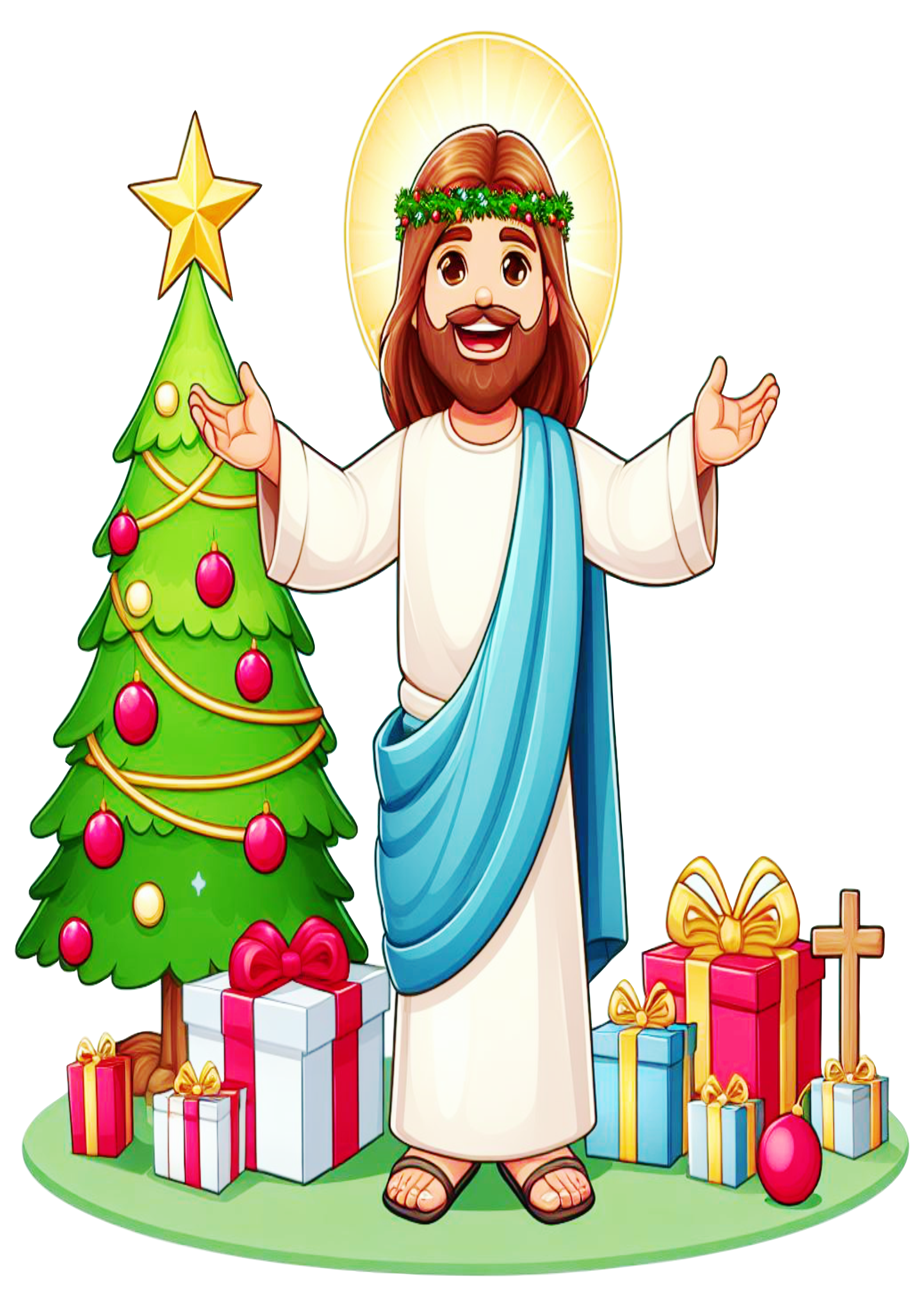 Jesus Christ in Christmas Clothes PNG