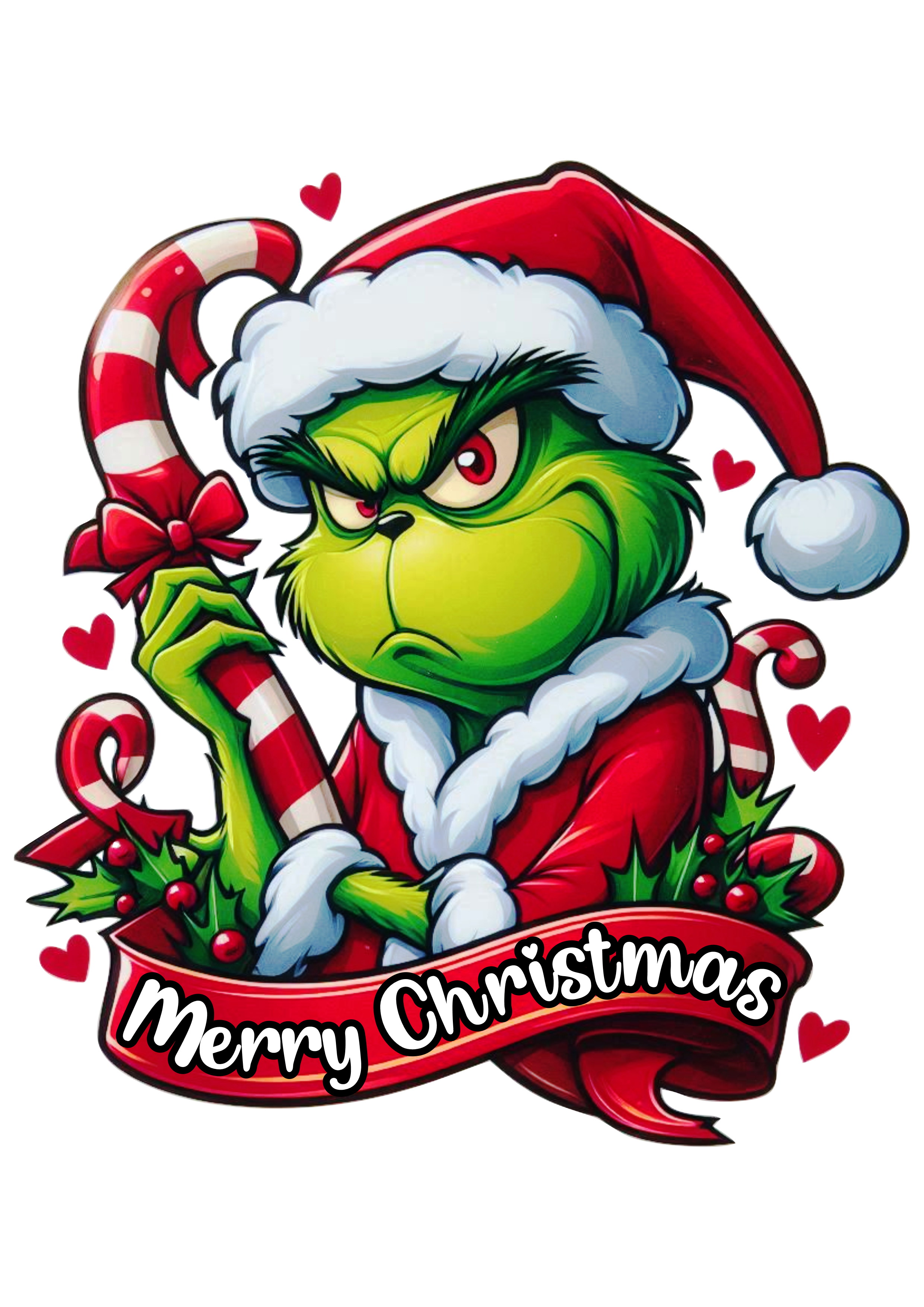 Grinch with Merry Christmas Banner: Perfect Art for Parties and Designs PNG