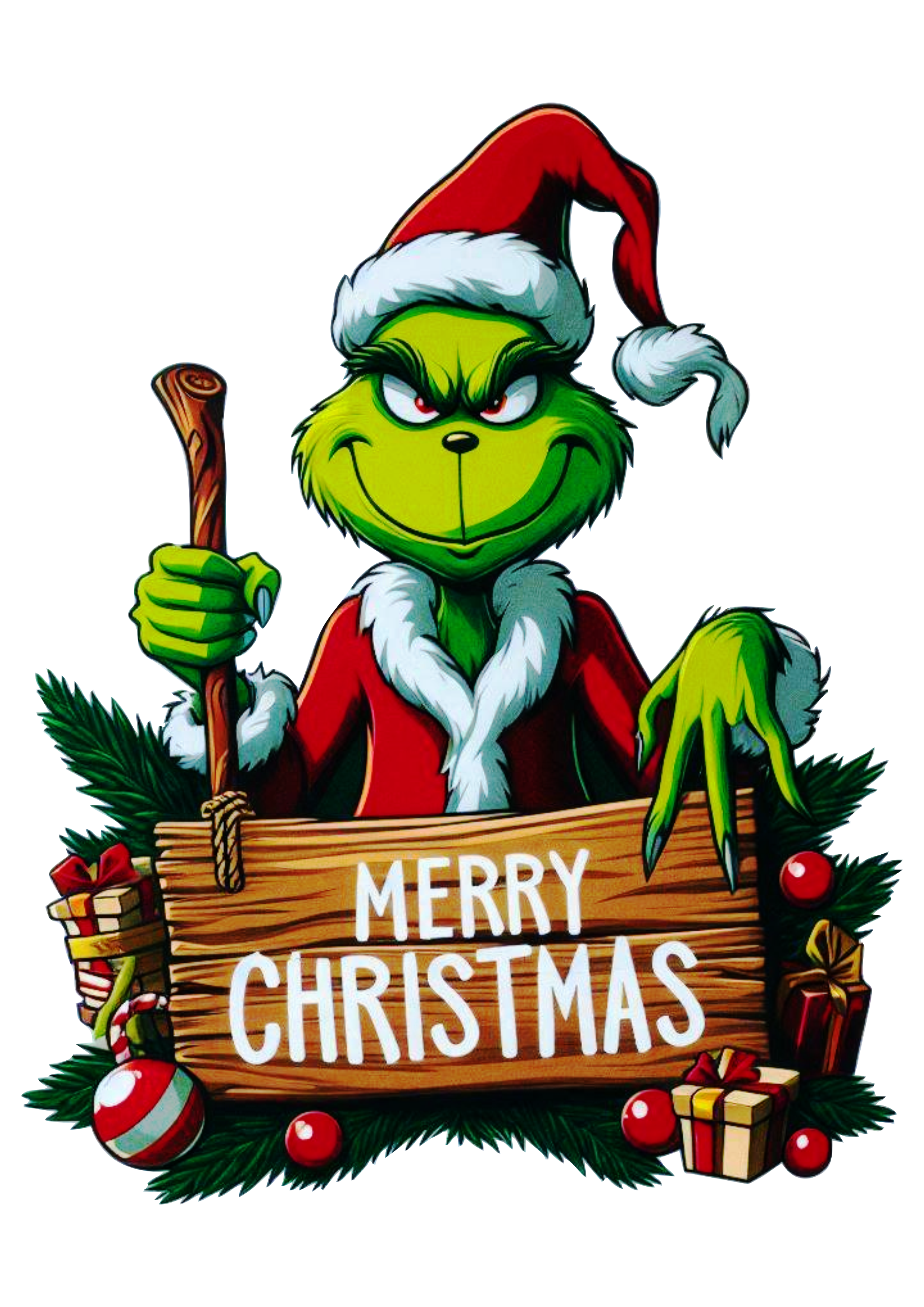 Christmas Grinch Decoration PNG for Cake Toppers and Crafts