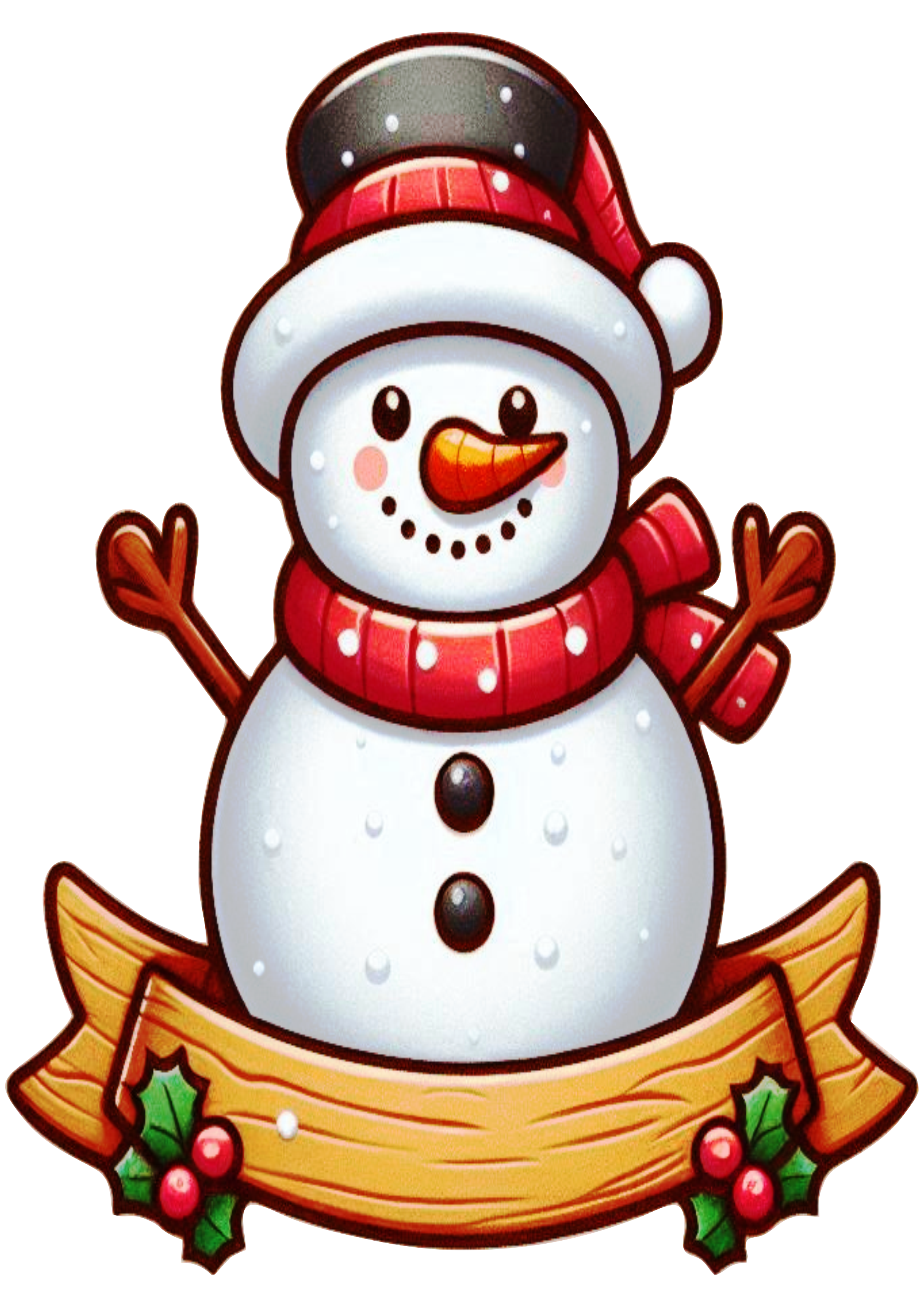 Snowman with Decorative Banner PNG