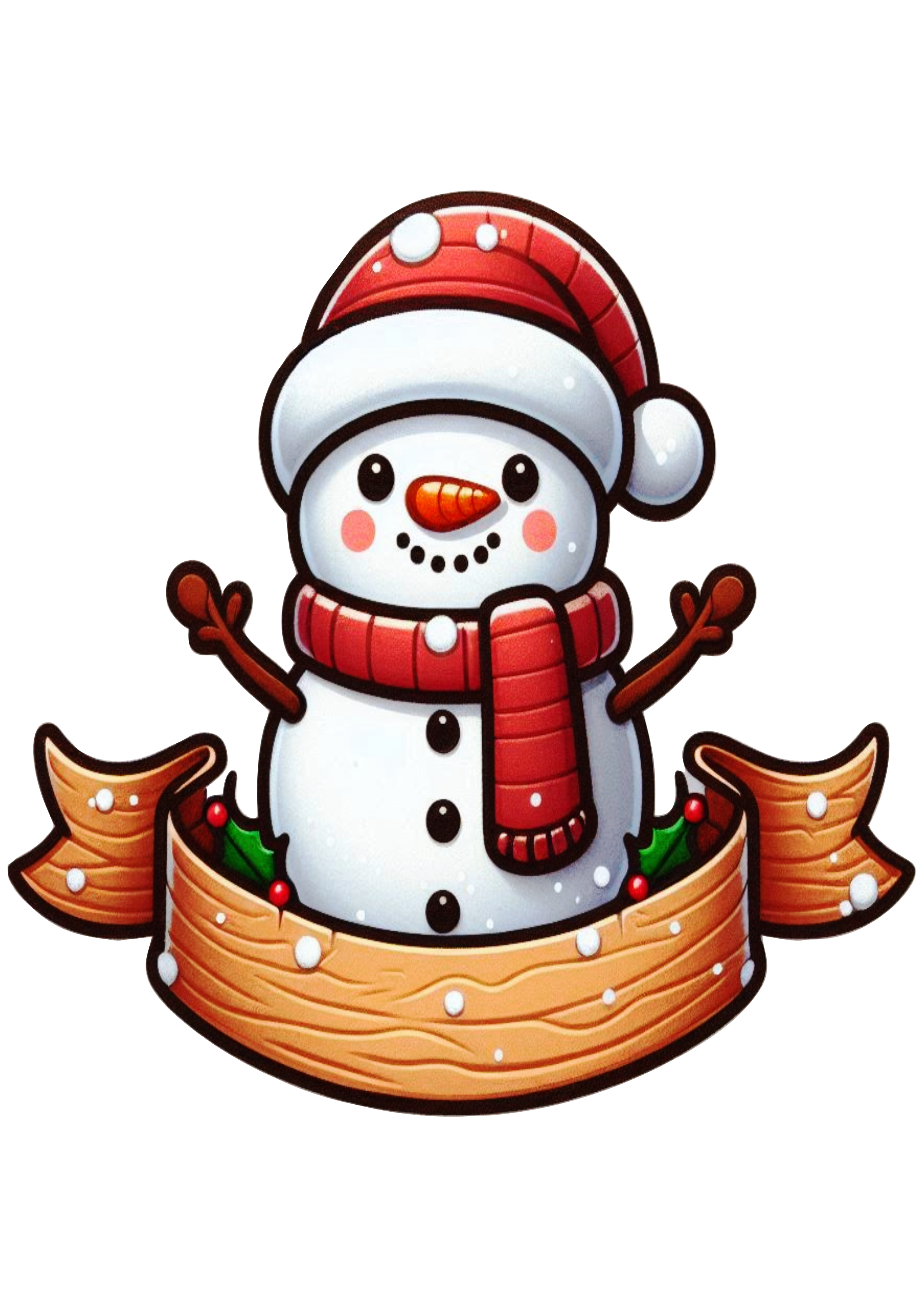 Christmas Decor: Snowman with Banner PNG