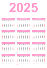 calendar 2025 pink png