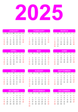 calendar 2025 pink1 png