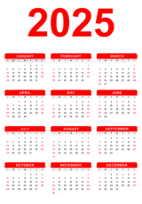 calendar 2025 red