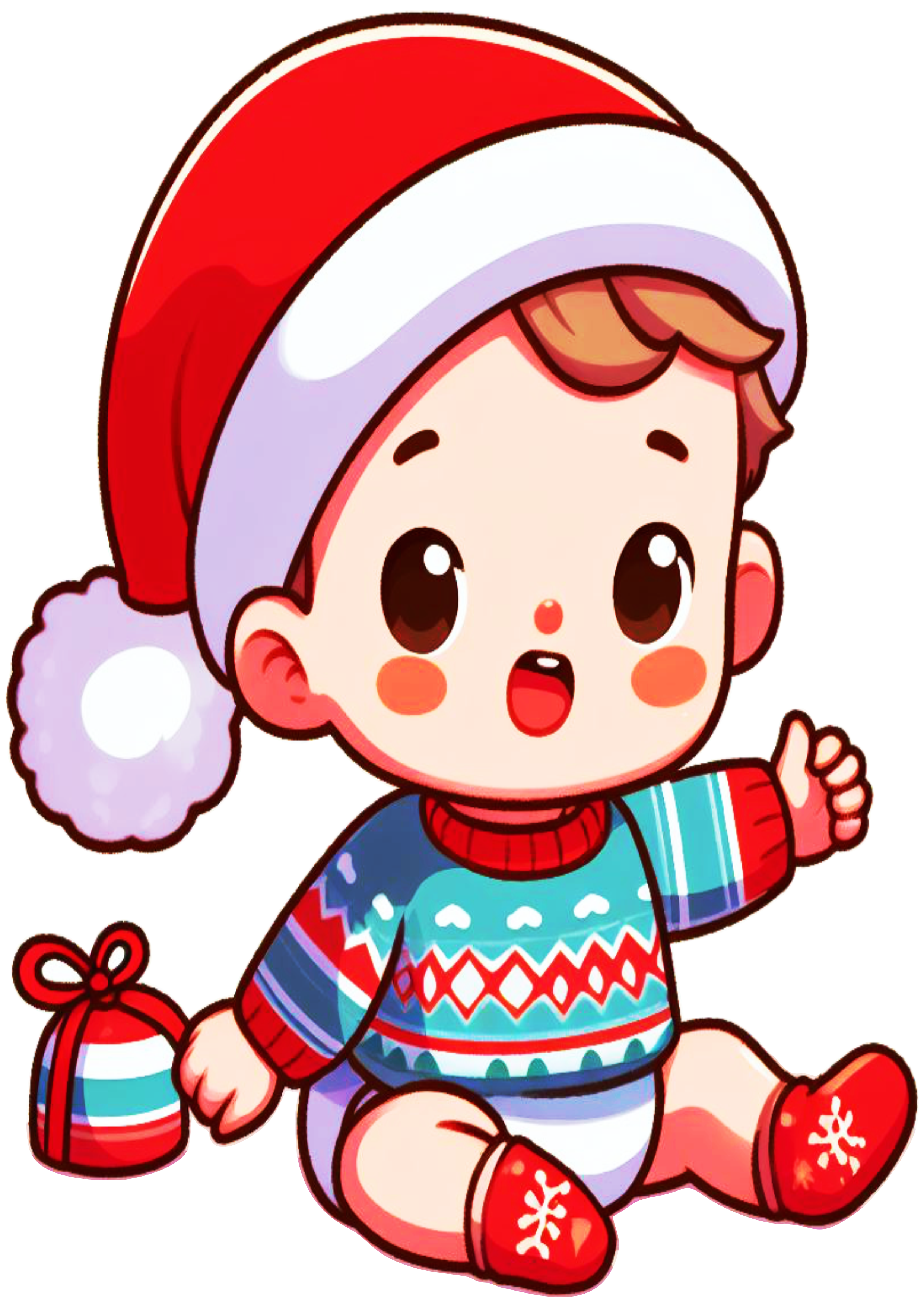 Add Holiday Cheer with a Cute Baby in Christmas Outfit Illustration PNG