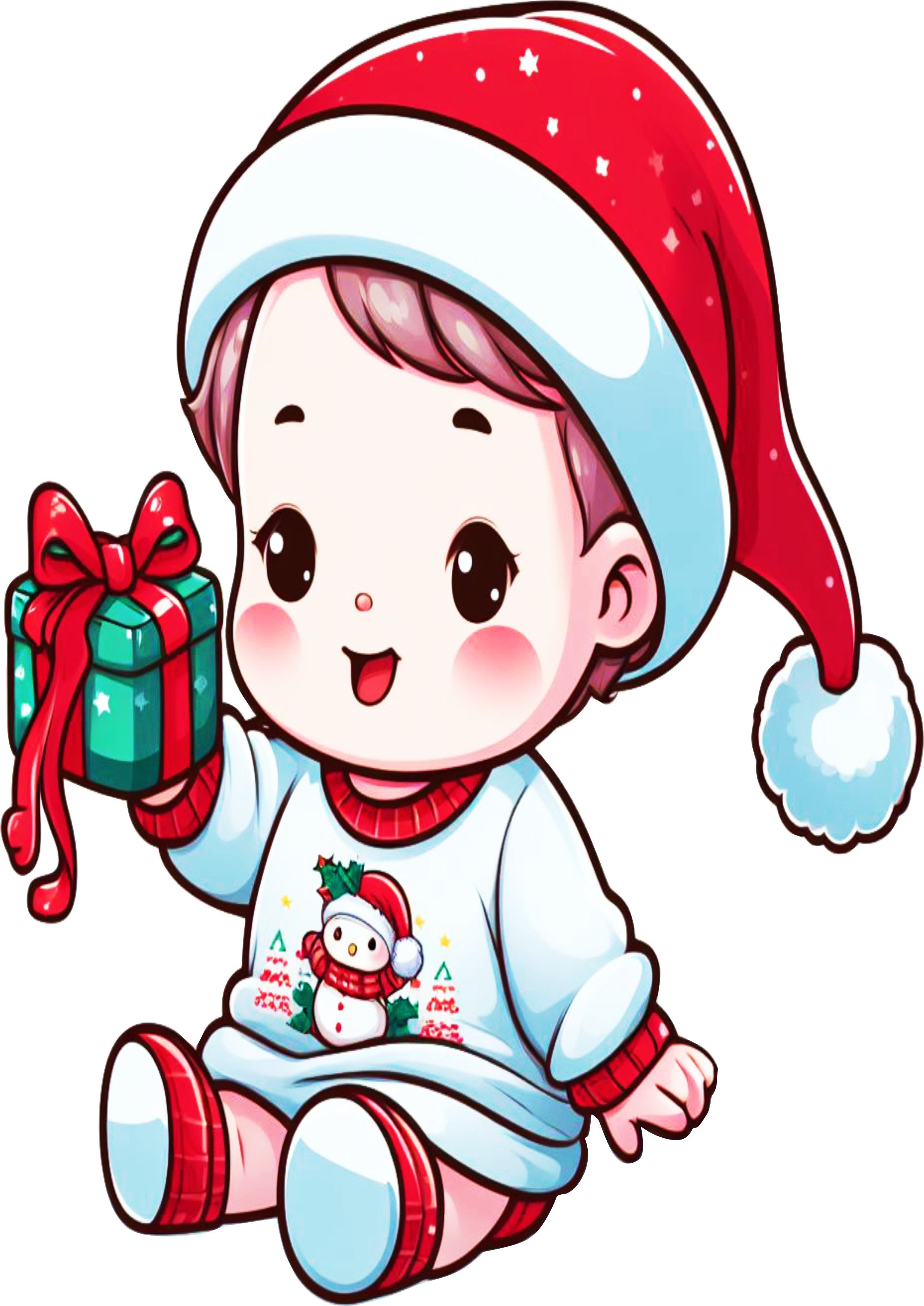 Adorable Christmas Baby Illustration PNG