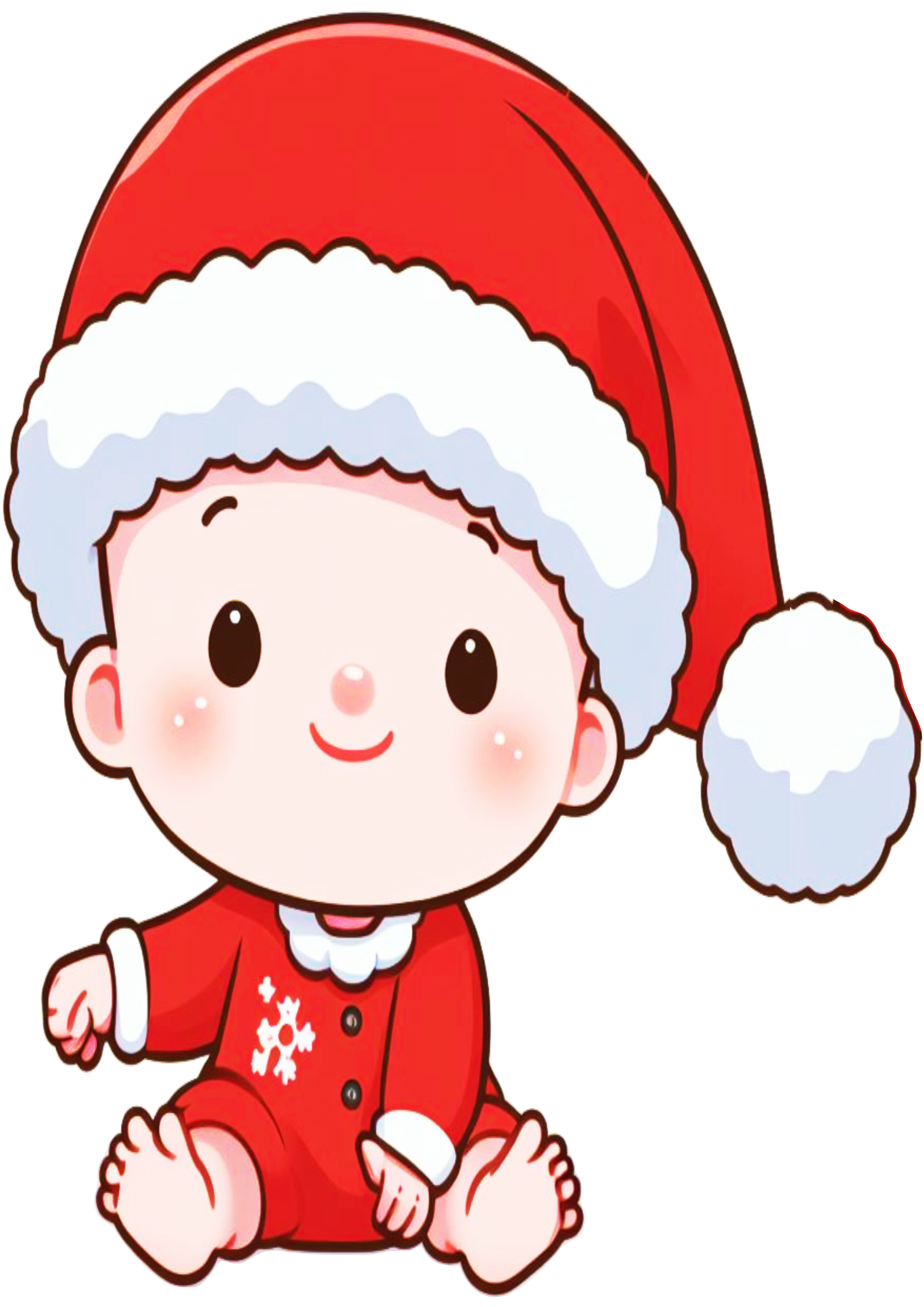 Charming Christmas Drawing: Baby in Festive Outfit PNG