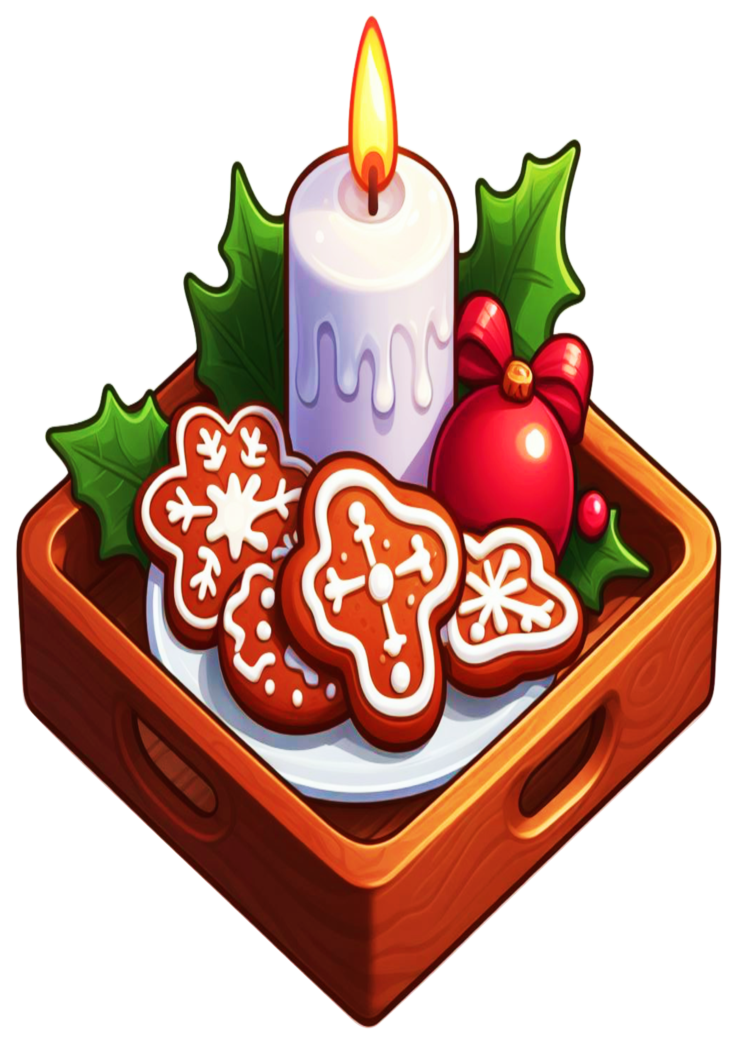 Christmas Basket with Candle and Cookies: A Charming Way to Celebrate Christmas PNG