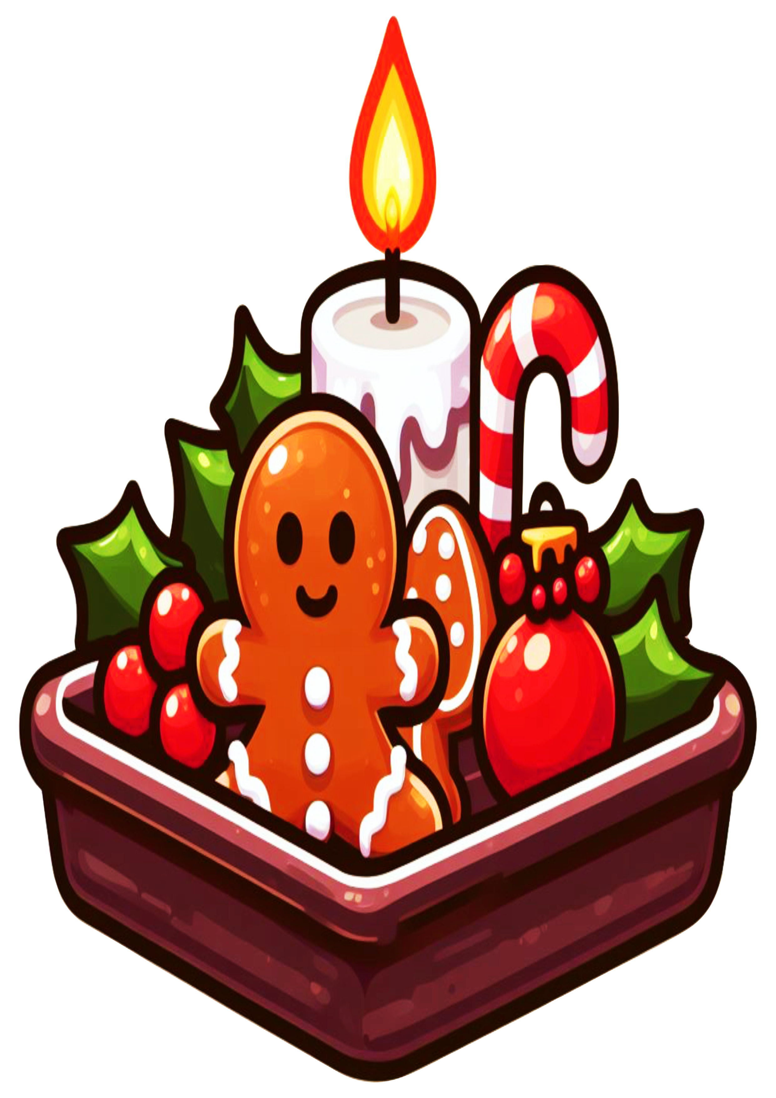 Christmas Basket: A Touch of Magic with Candle and Homemade Cookies PNG