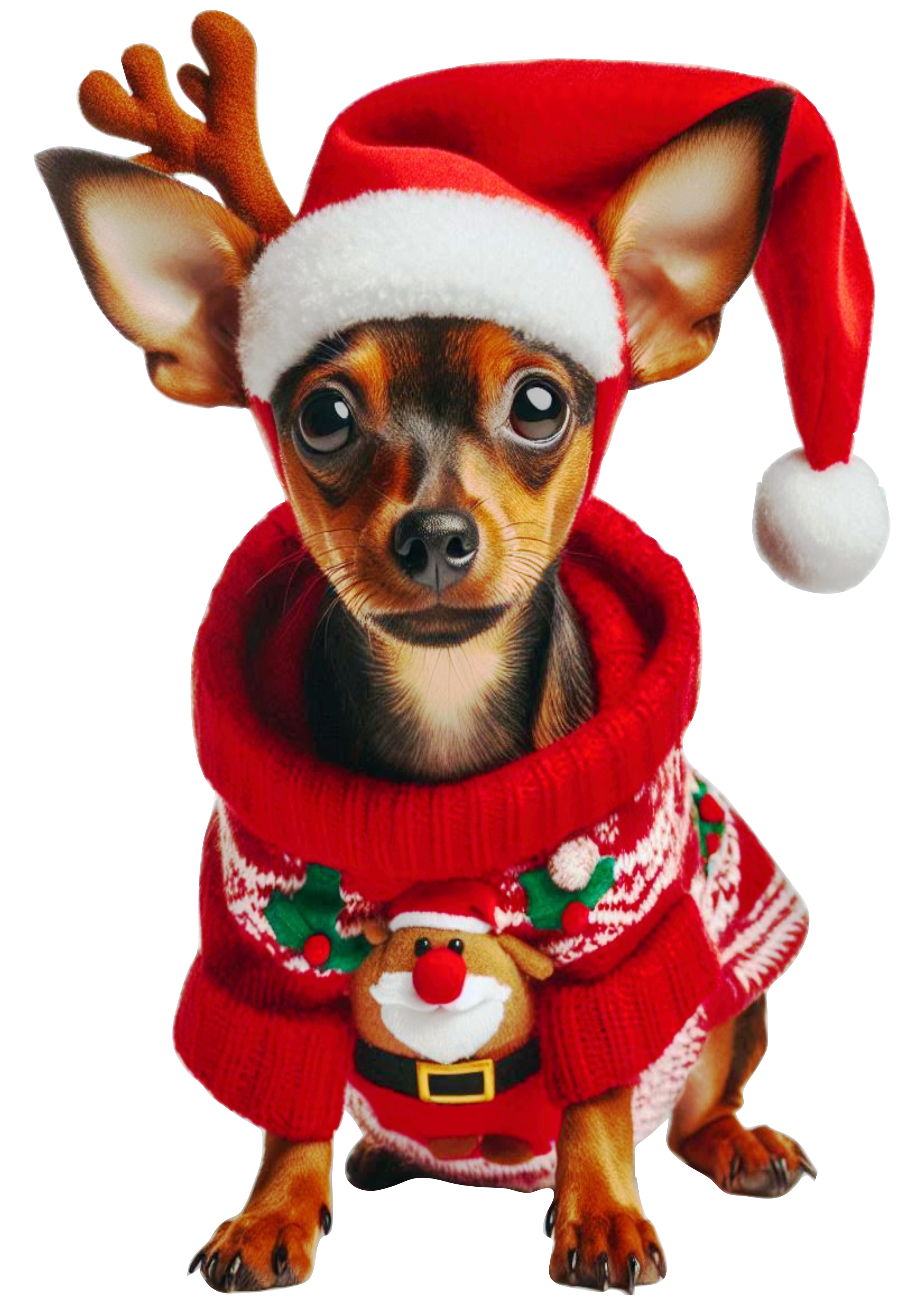 Christmas Pinscher Puppy: Transparent PNG Image