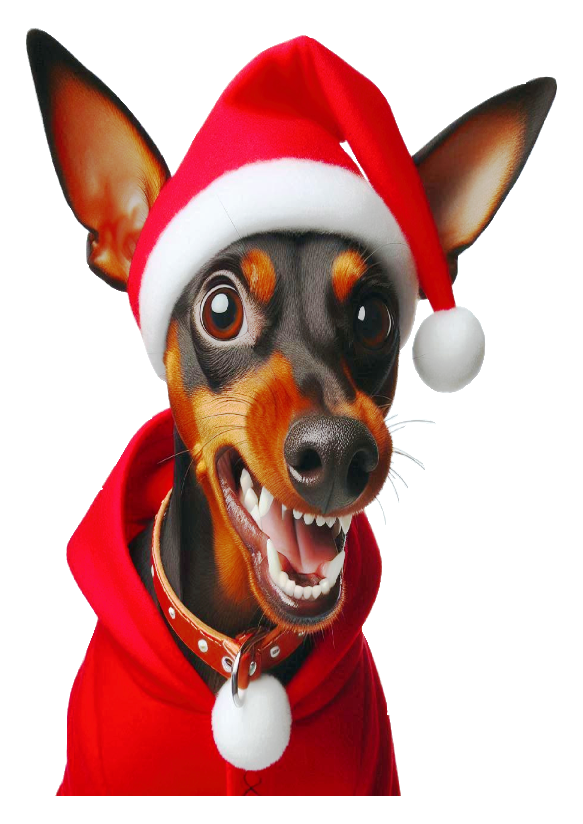 Festive Pinscher in Christmas Outfit PNG