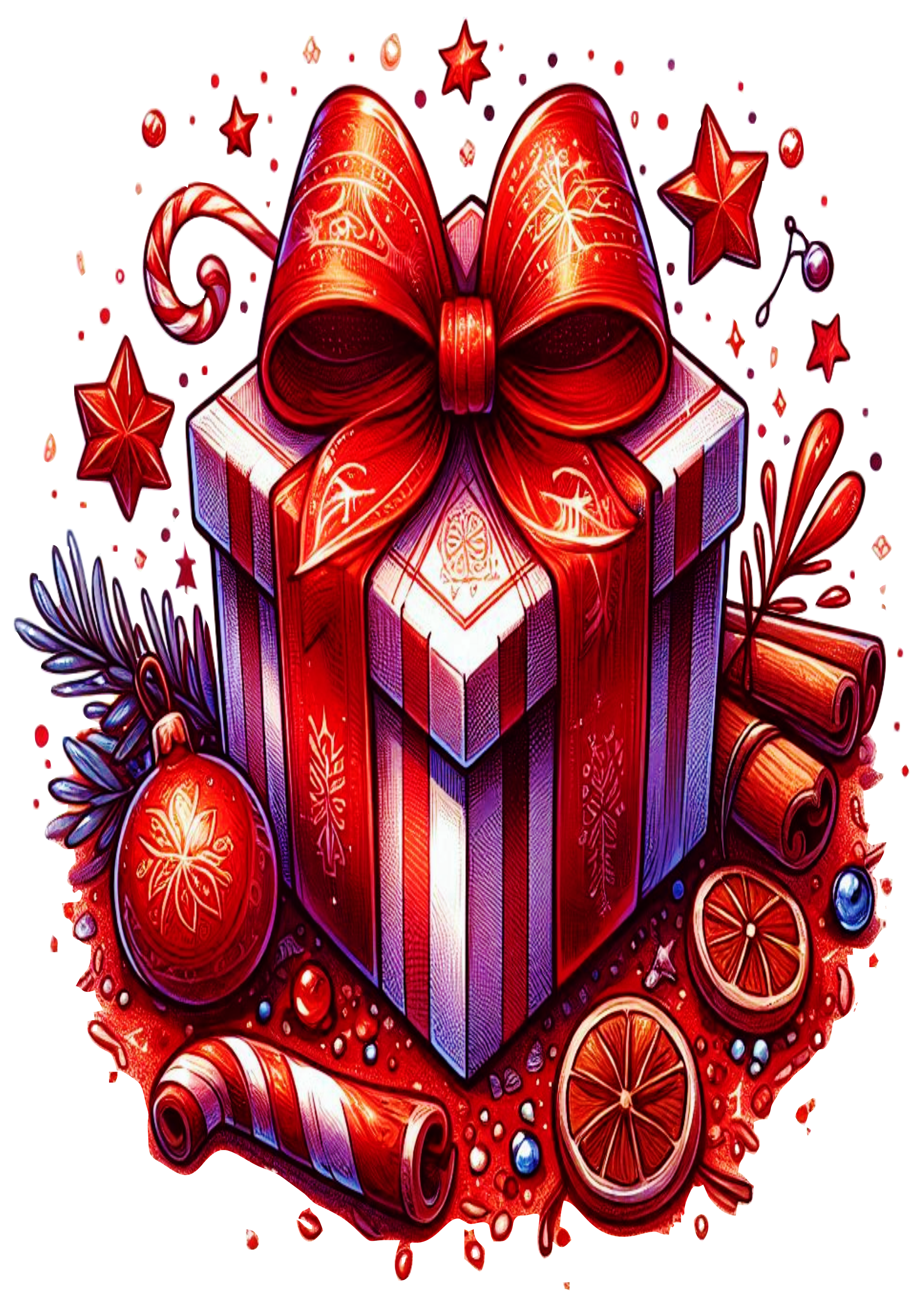 Holiday Gift Box Drawing: Ideal for Printing or Customizing PNG