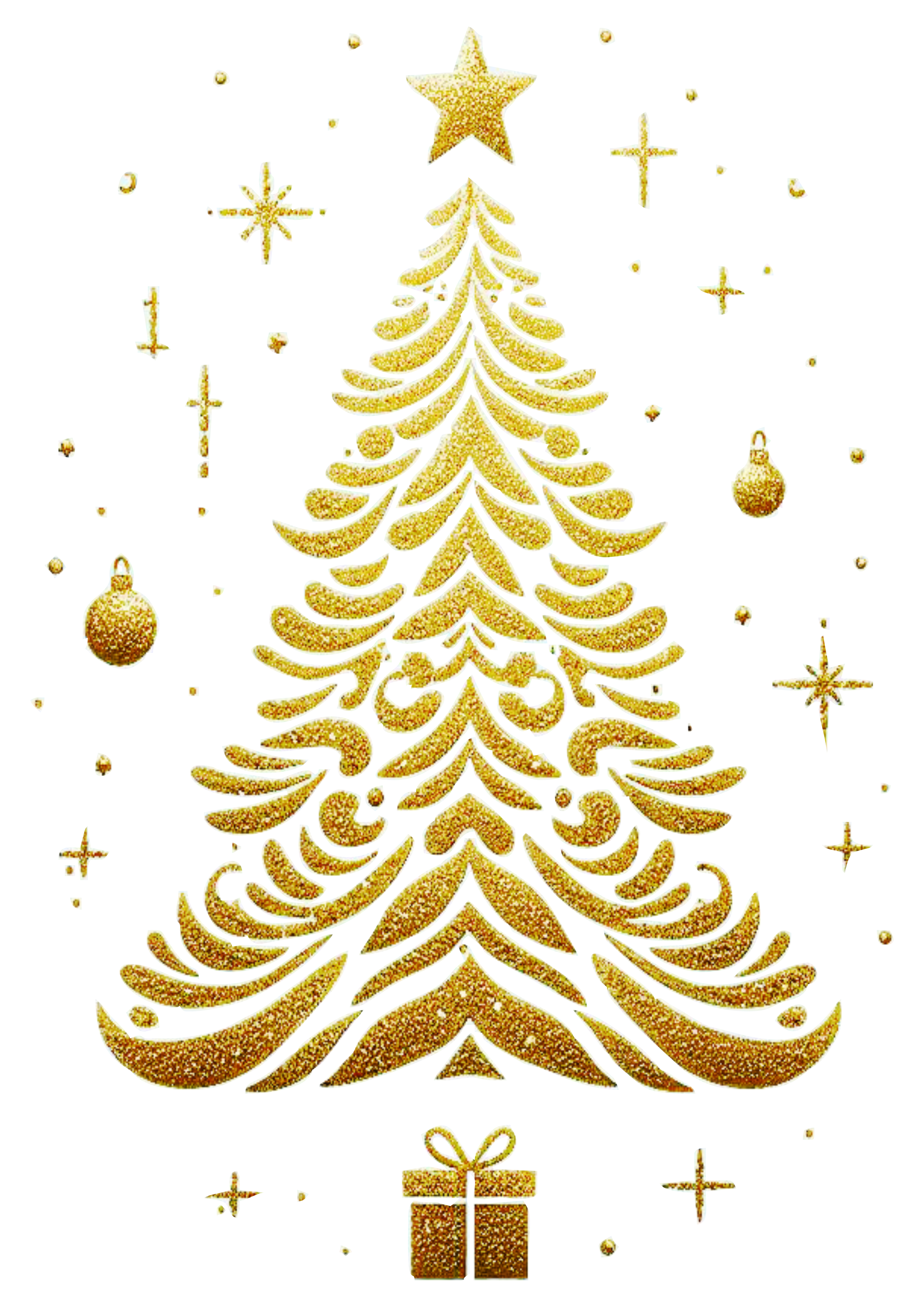 Golden Christmas Tree PNG