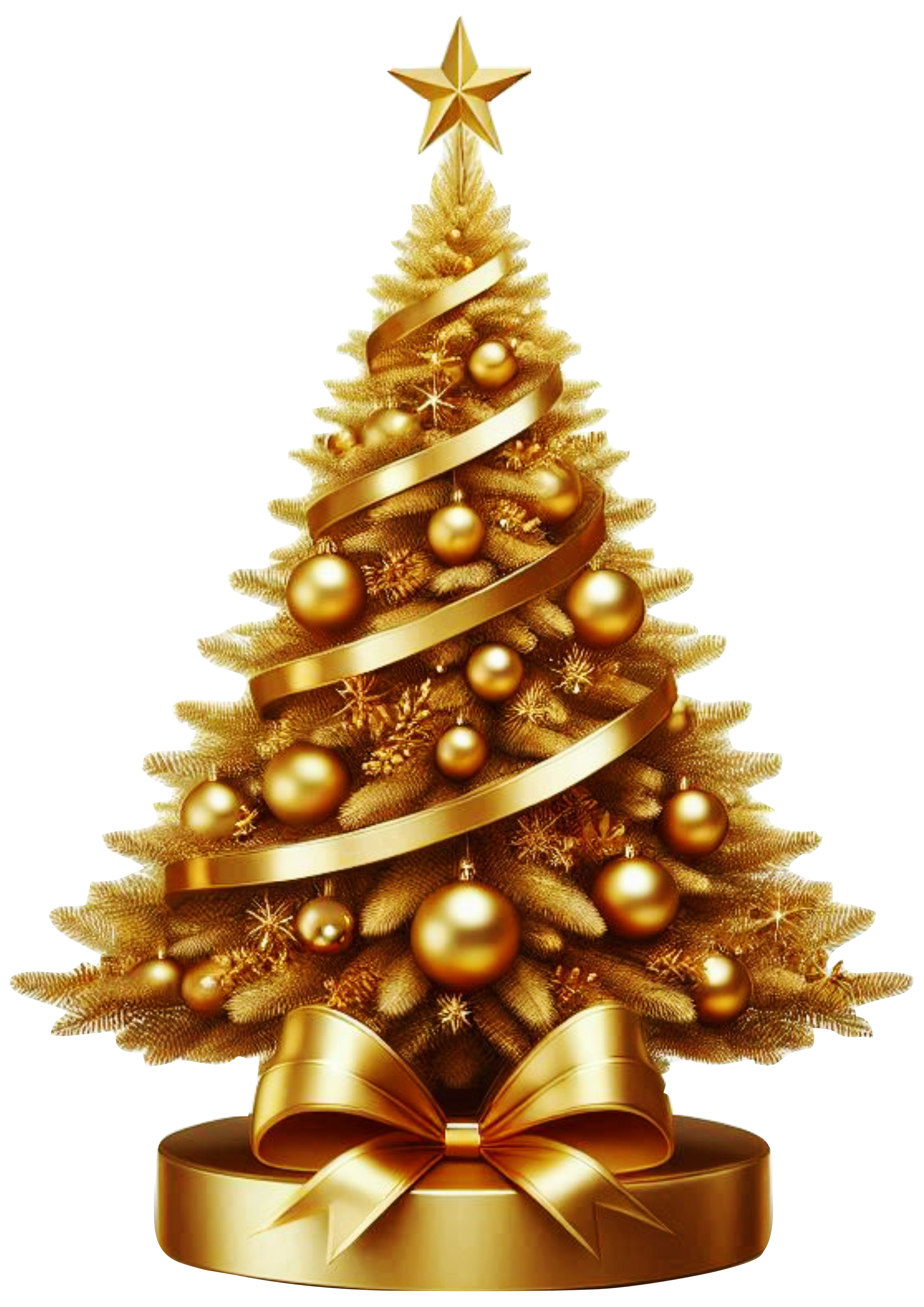 Golden Christmas Tree: Elegance and Magic for Your Holiday Decor PNG