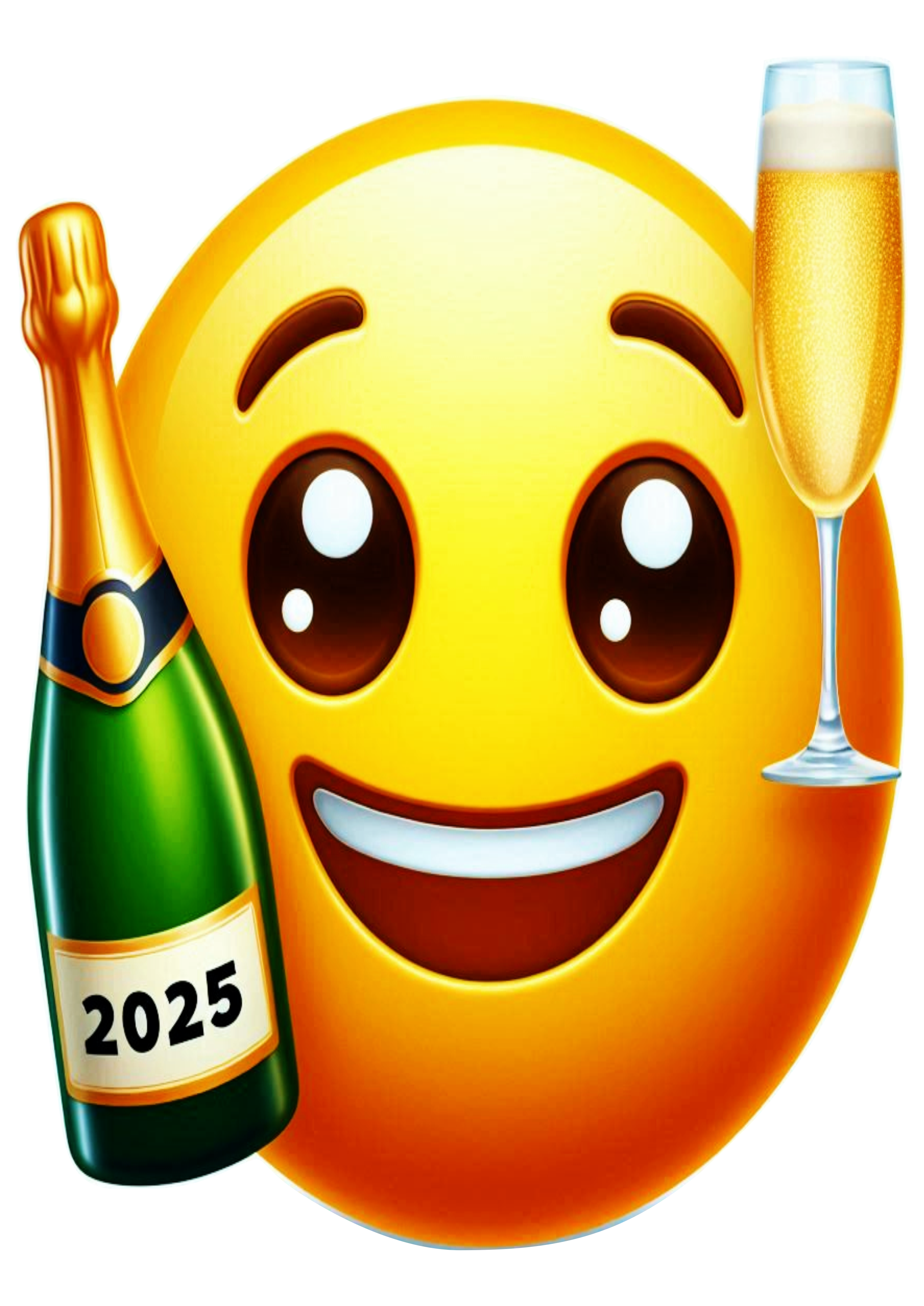 New Year Emoji with Champagne PNG