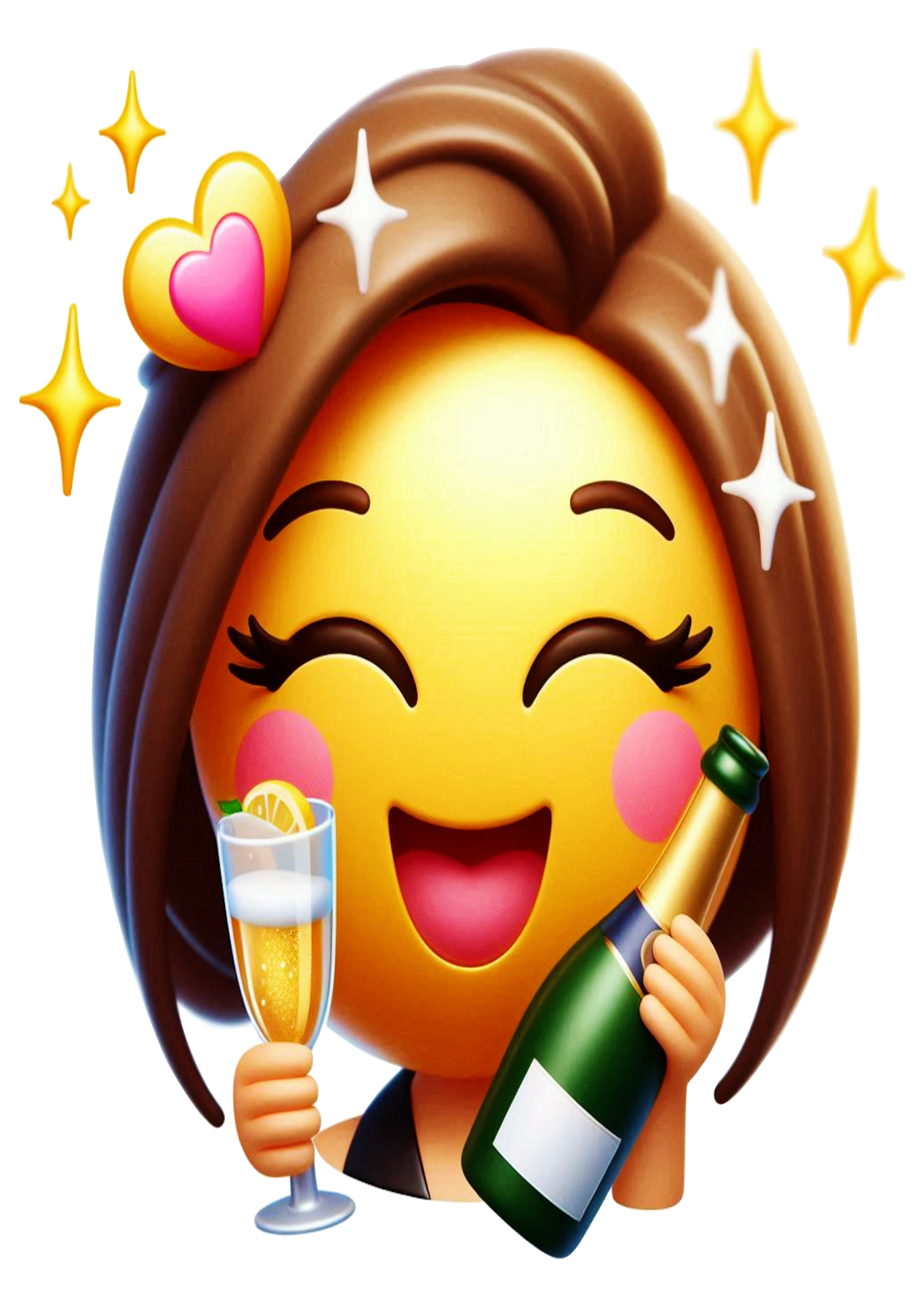 Download Now: New Year Emoji Toasting with Champagne PNG