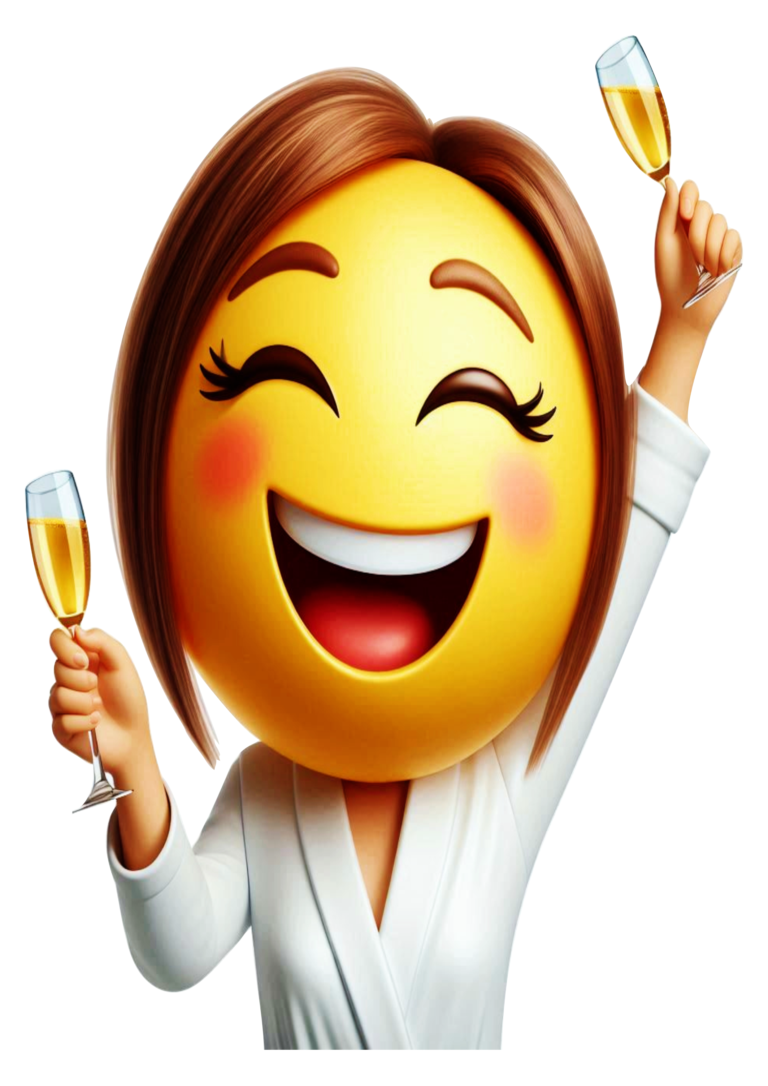 Festive New Year Emoji: Cheers with Champagne! PNG