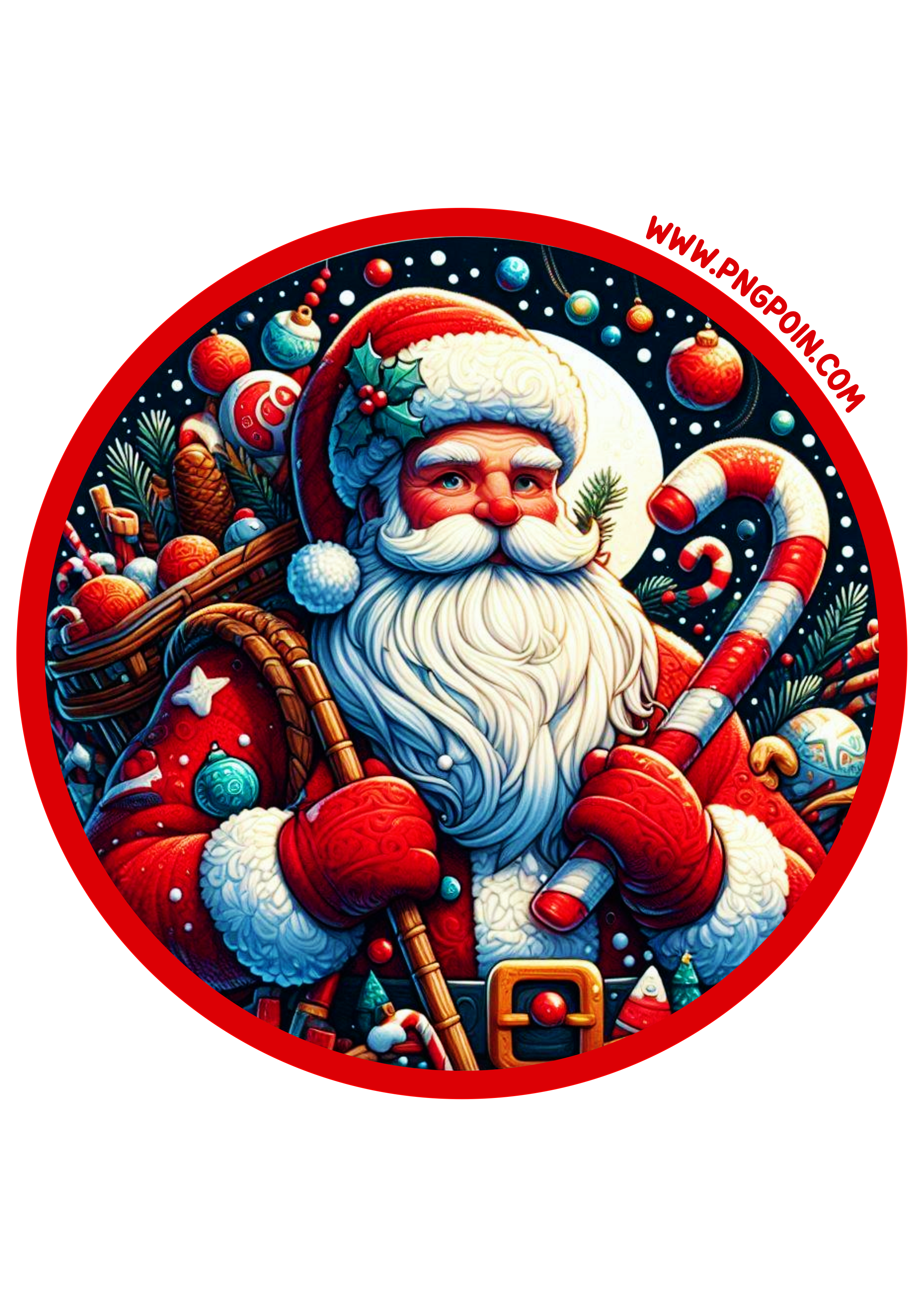 Santa Claus Design for Holiday Stickers: Ready-to-Print Image PNG