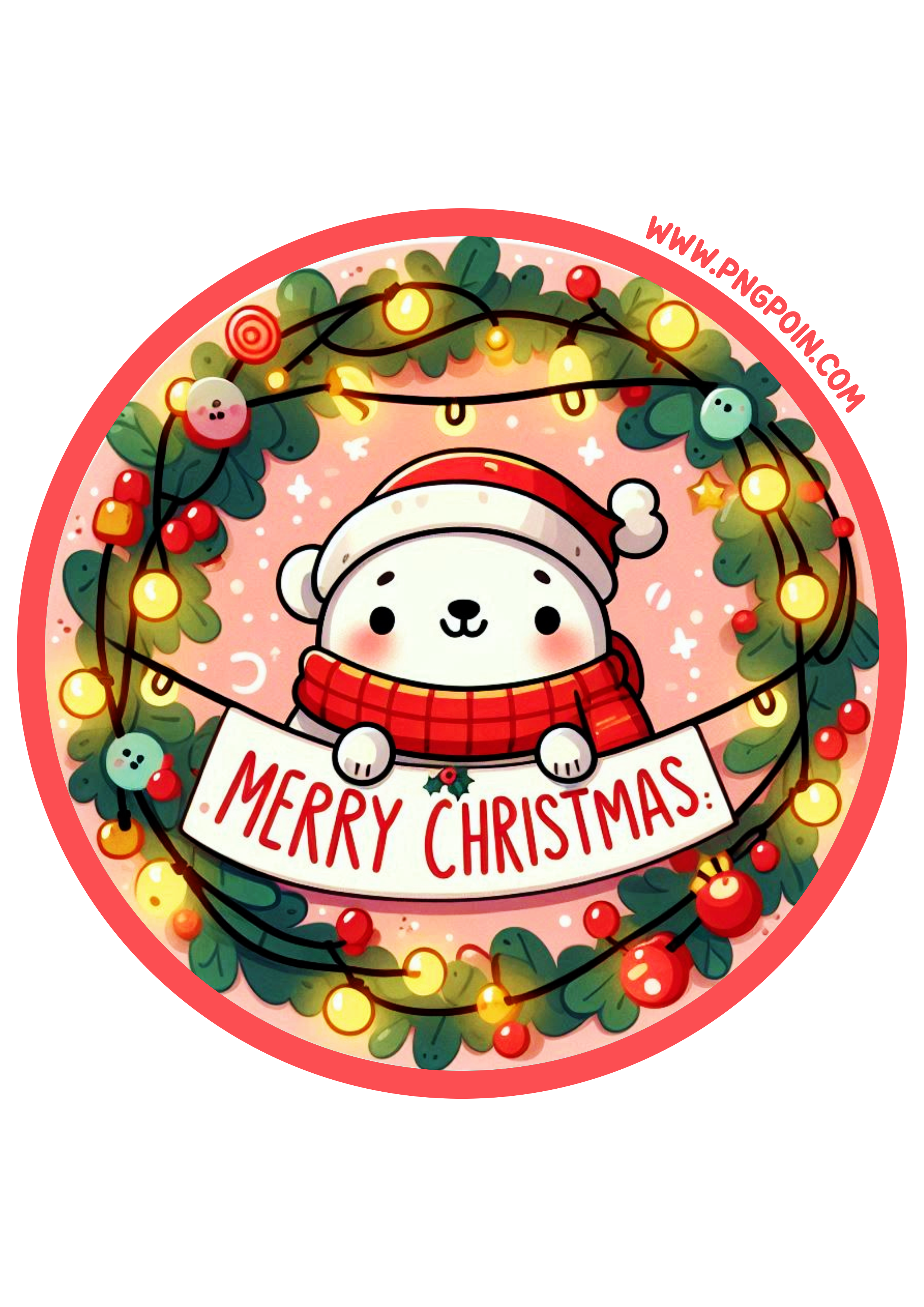 Round Christmas Stickers with ‘Merry Christmas’: Ideal for Printing and DIY Projects PNG