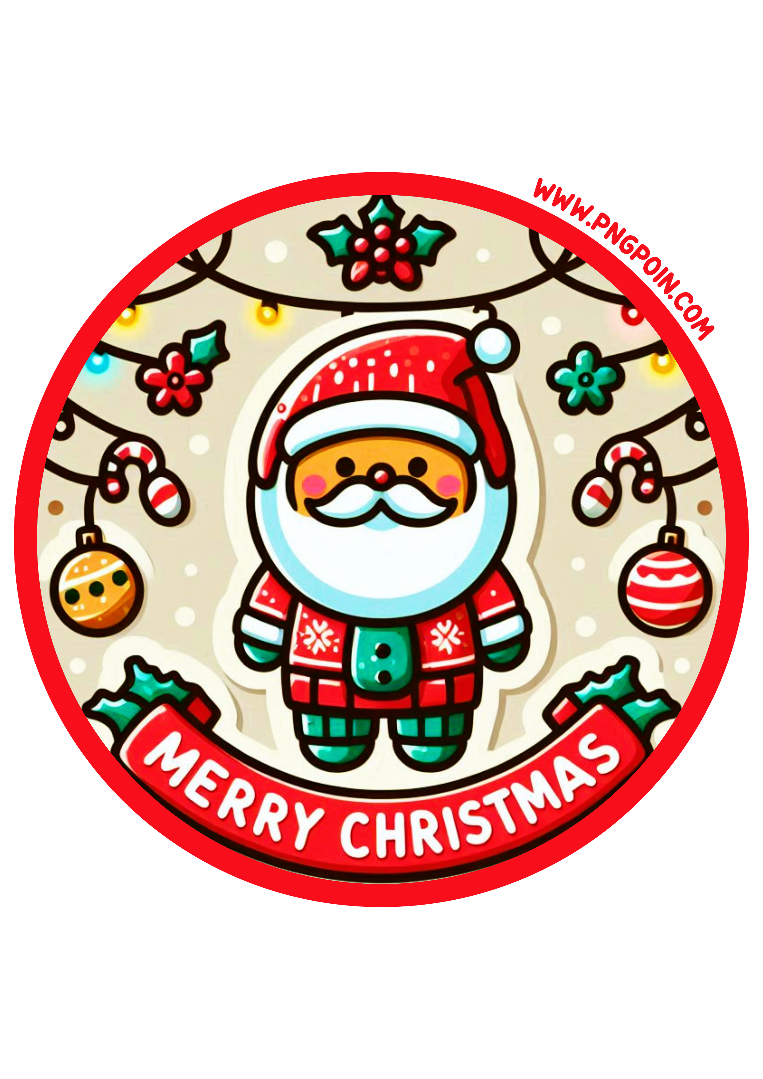 Holiday Sticker Design: Merry Christmas Art in PNG Format