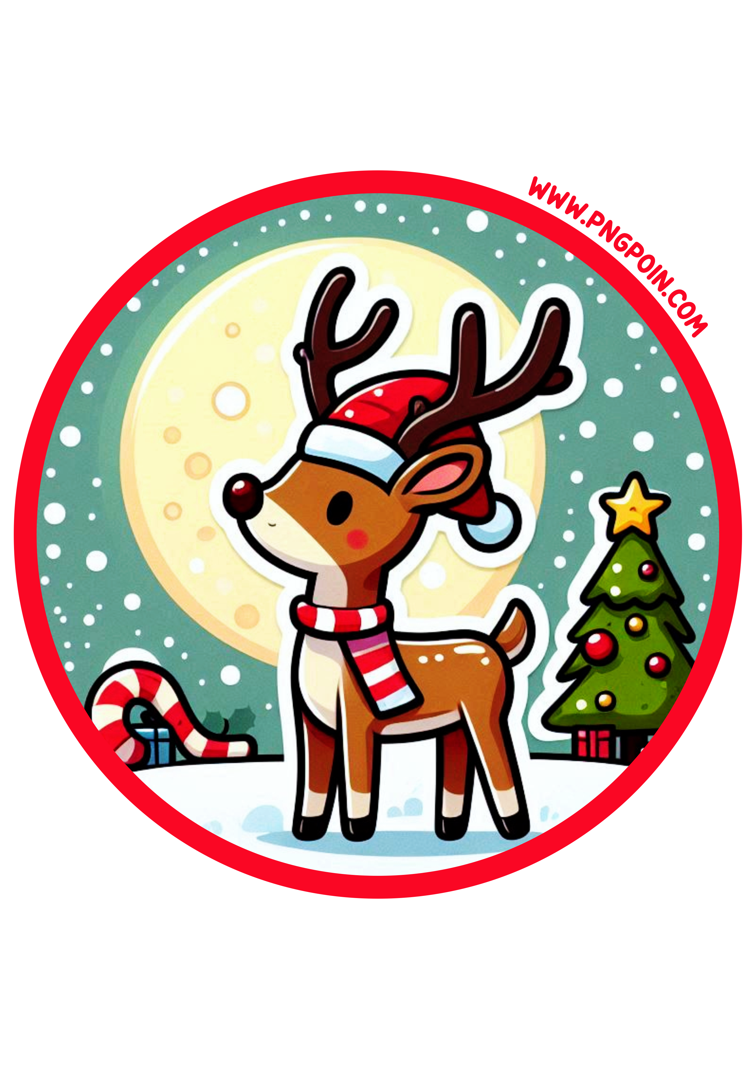 Christmas Sticker: Santa’s Reindeer for Creative Decorations PNG