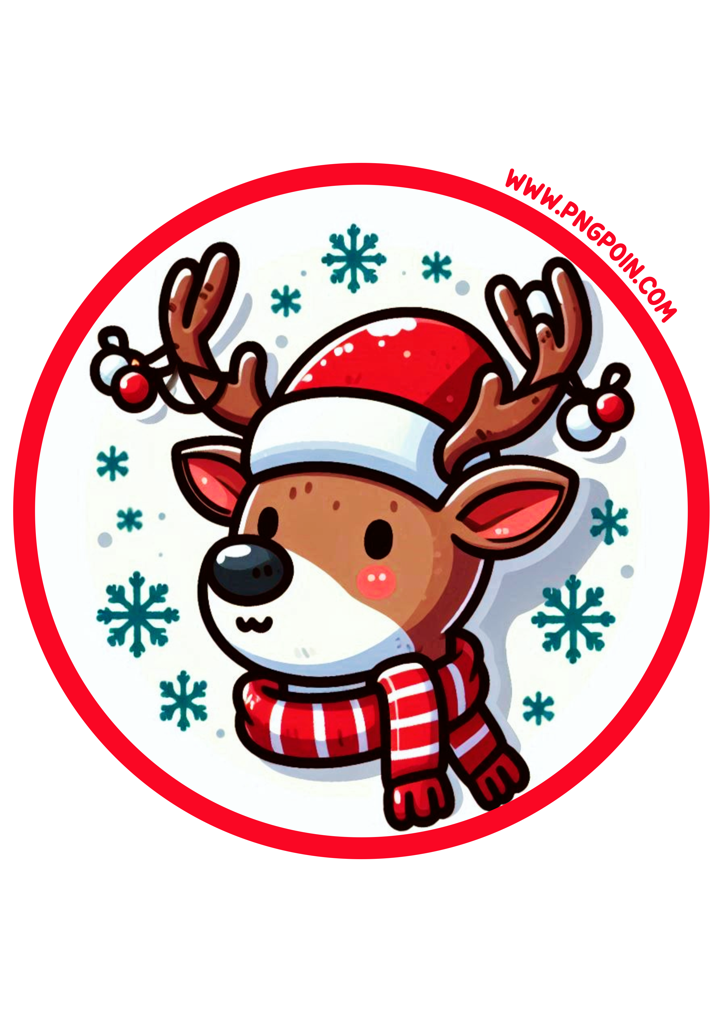 Holiday Decor: Santa’s Reindeer on Round Stickers PNG