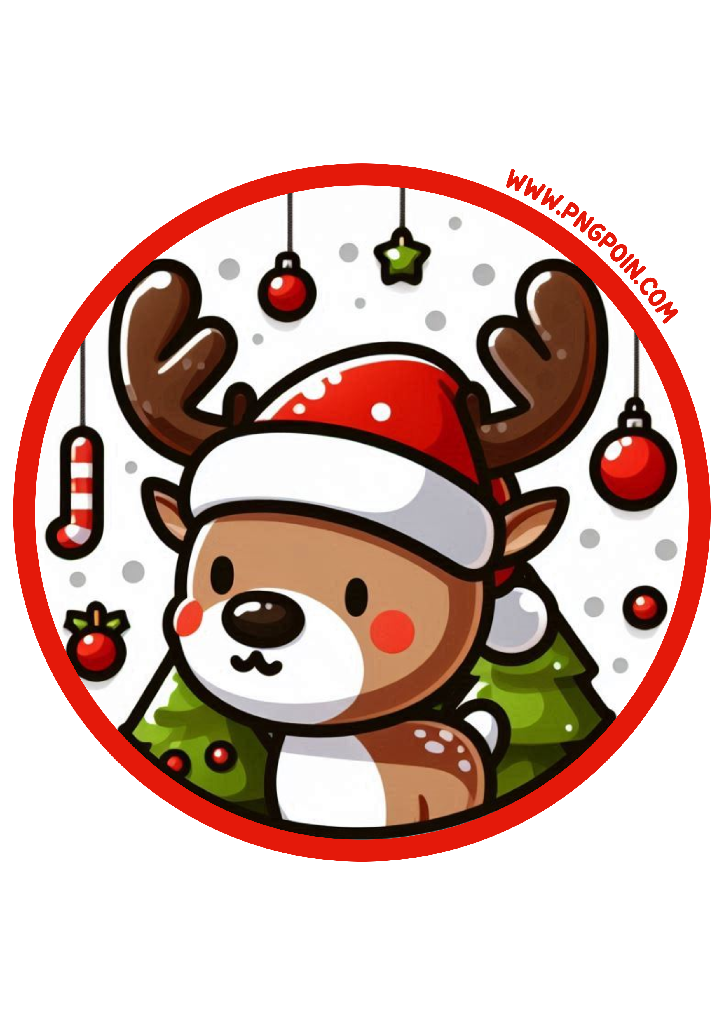 Santa’s Reindeer Christmas Stickers: Perfect for Decorations PNG