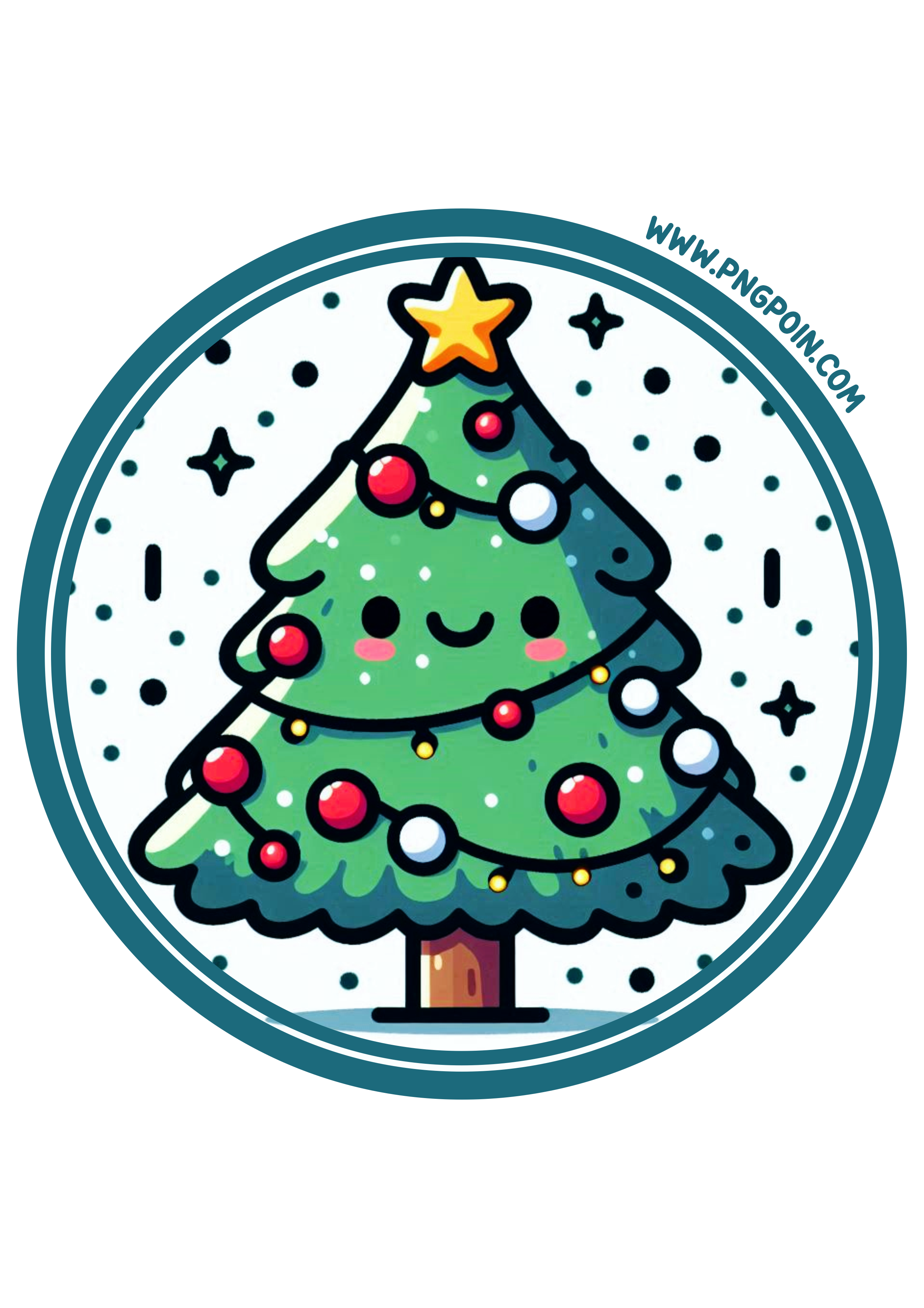 Christmas Tree Design for Round Stickers: Perfect Decoration for Your Holidays PNG