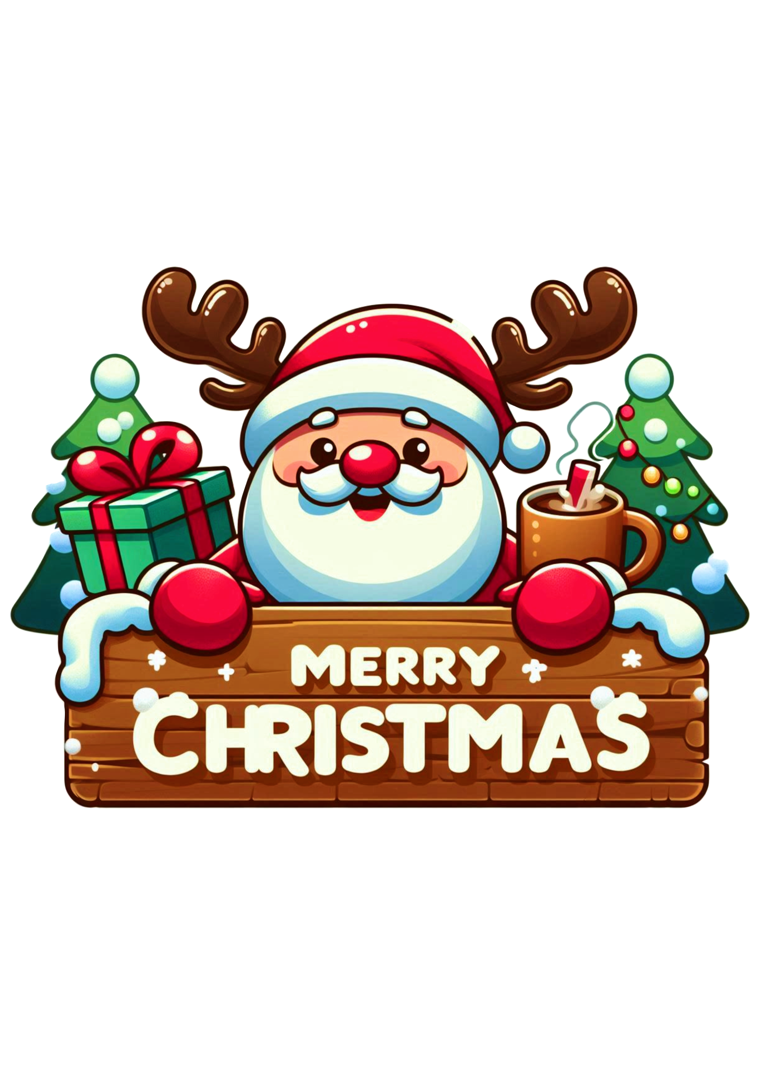 Christmas Decor: Charming ‘Merry Christmas’ Sign for Your Space Santa Claus PNG