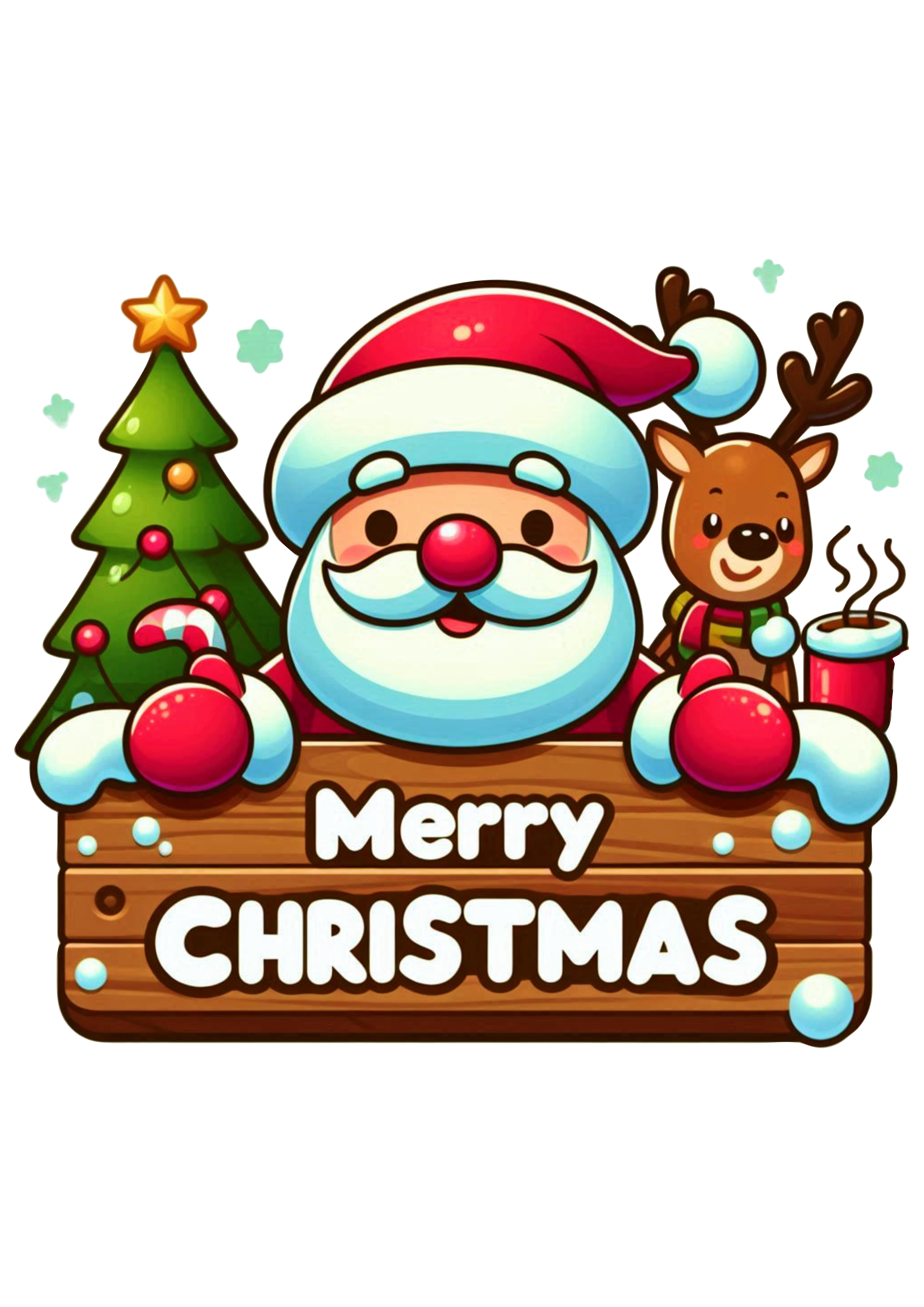 Bring the Spirit of Christmas with a ‘Merry Christmas’ Sign Santa Claus Reindeer PNG