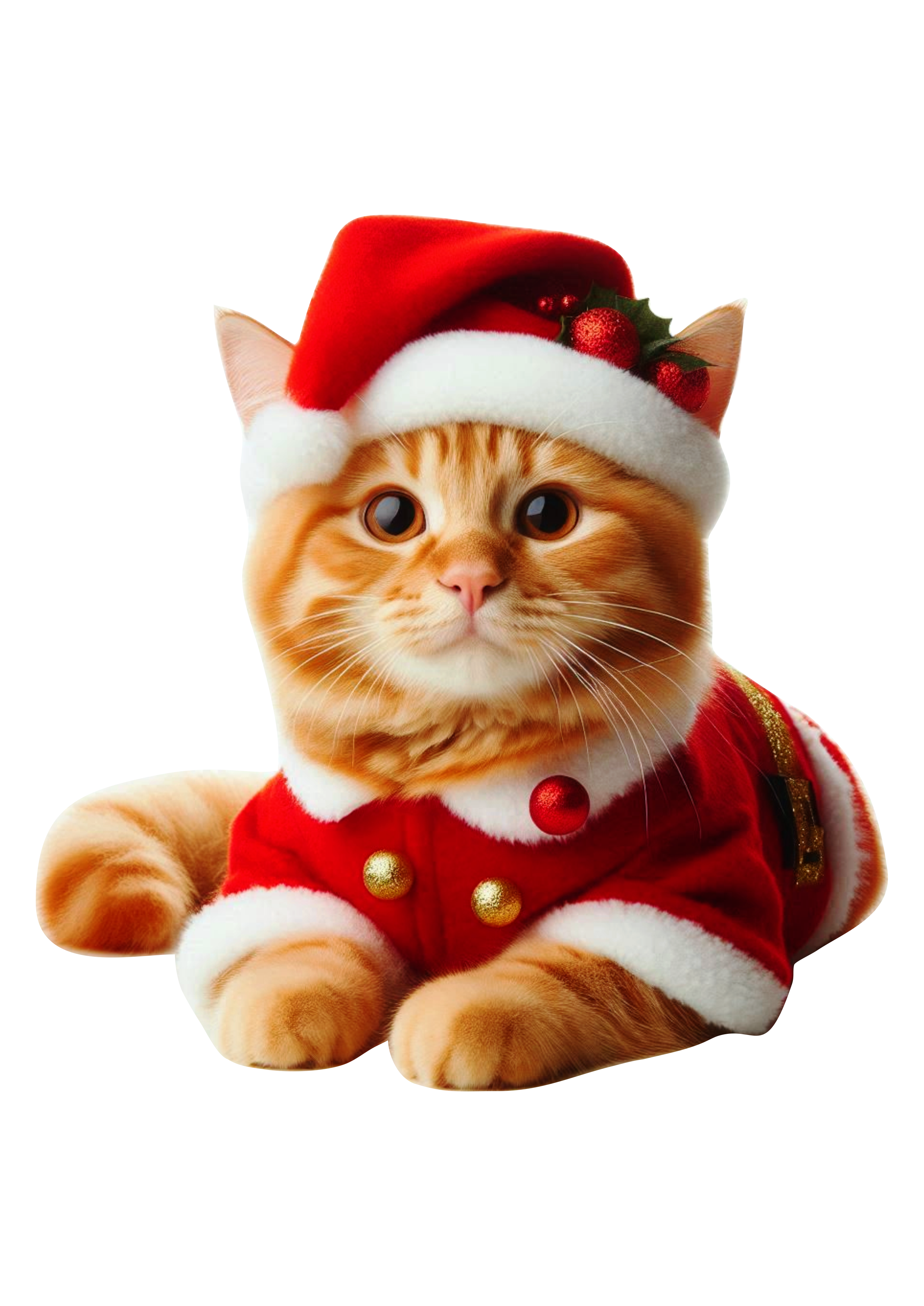 Christmas Orange Kitty: Perfect PNG Image for Festive Designs