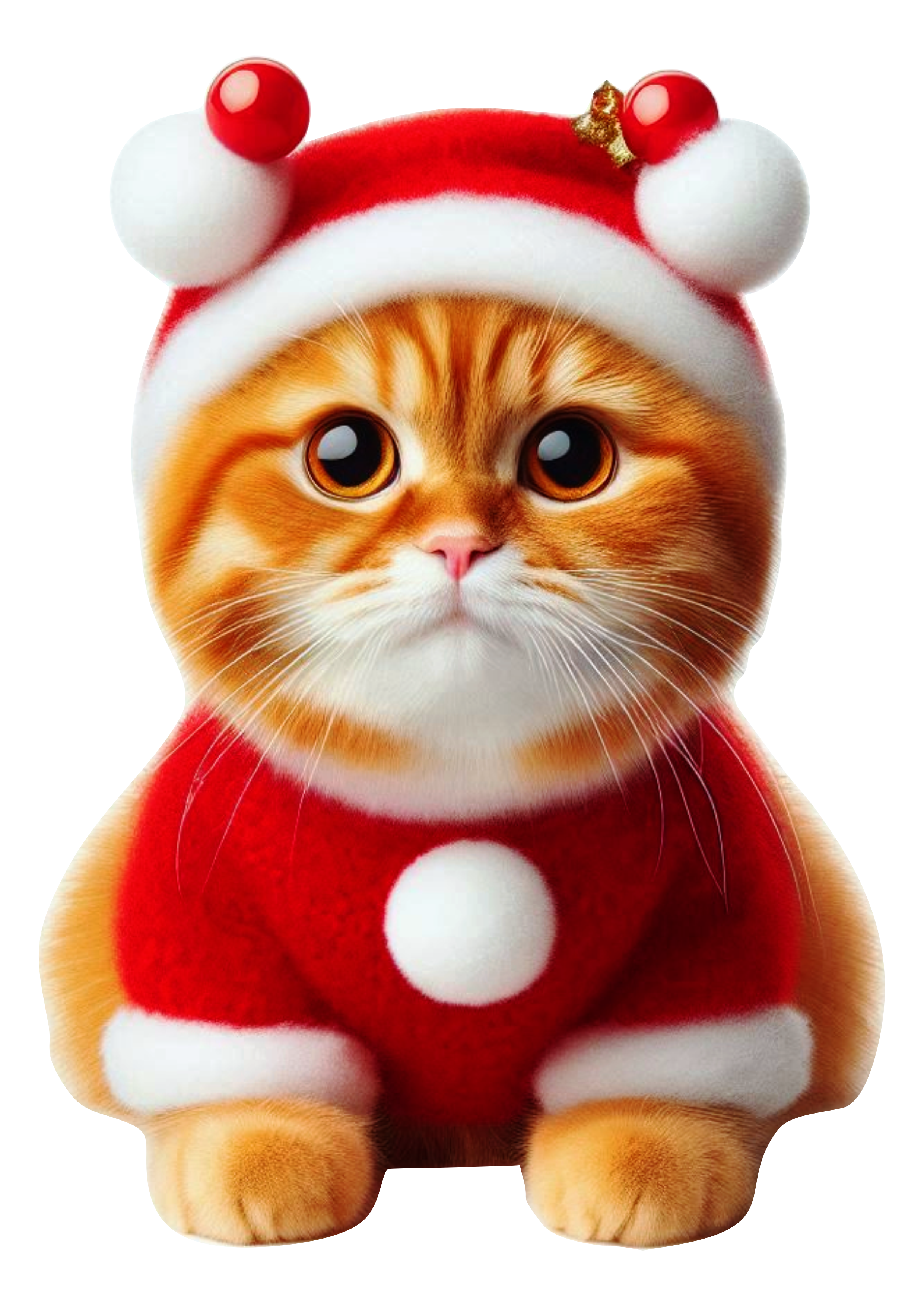 Adorable Orange Cat in Christmas Outfit: Download PNG Now