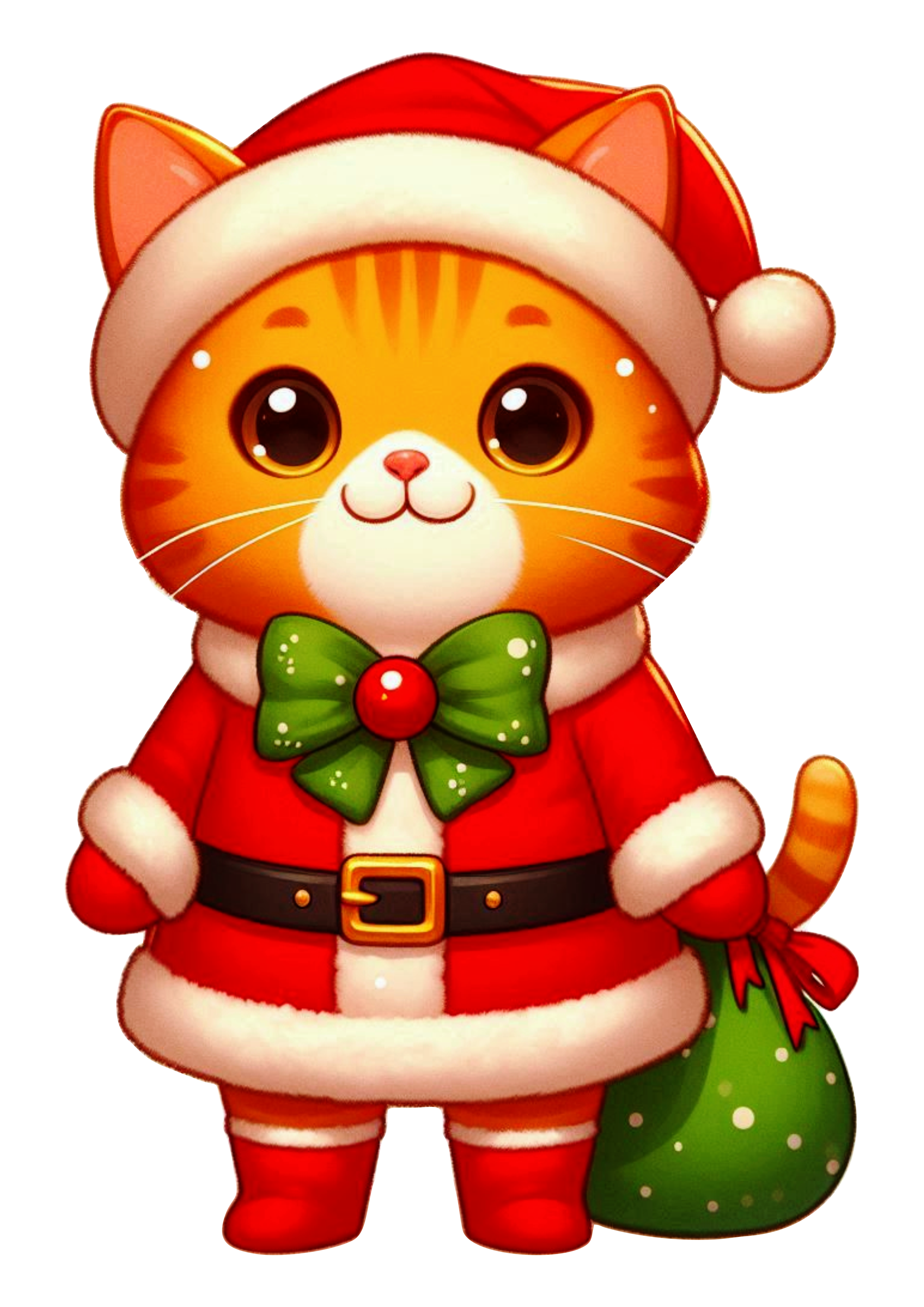 Adorable Christmas Cat Illustration: Perfect for Holiday Projects PNG