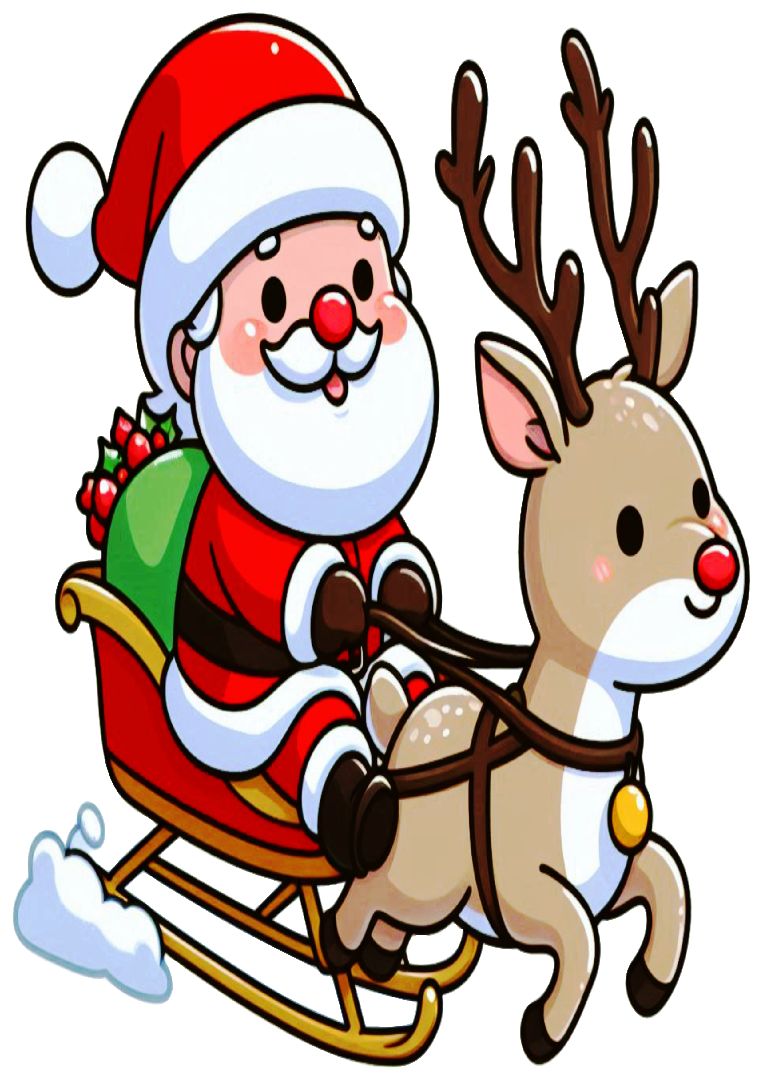 Santa Claus Riding a Reindeer PNG