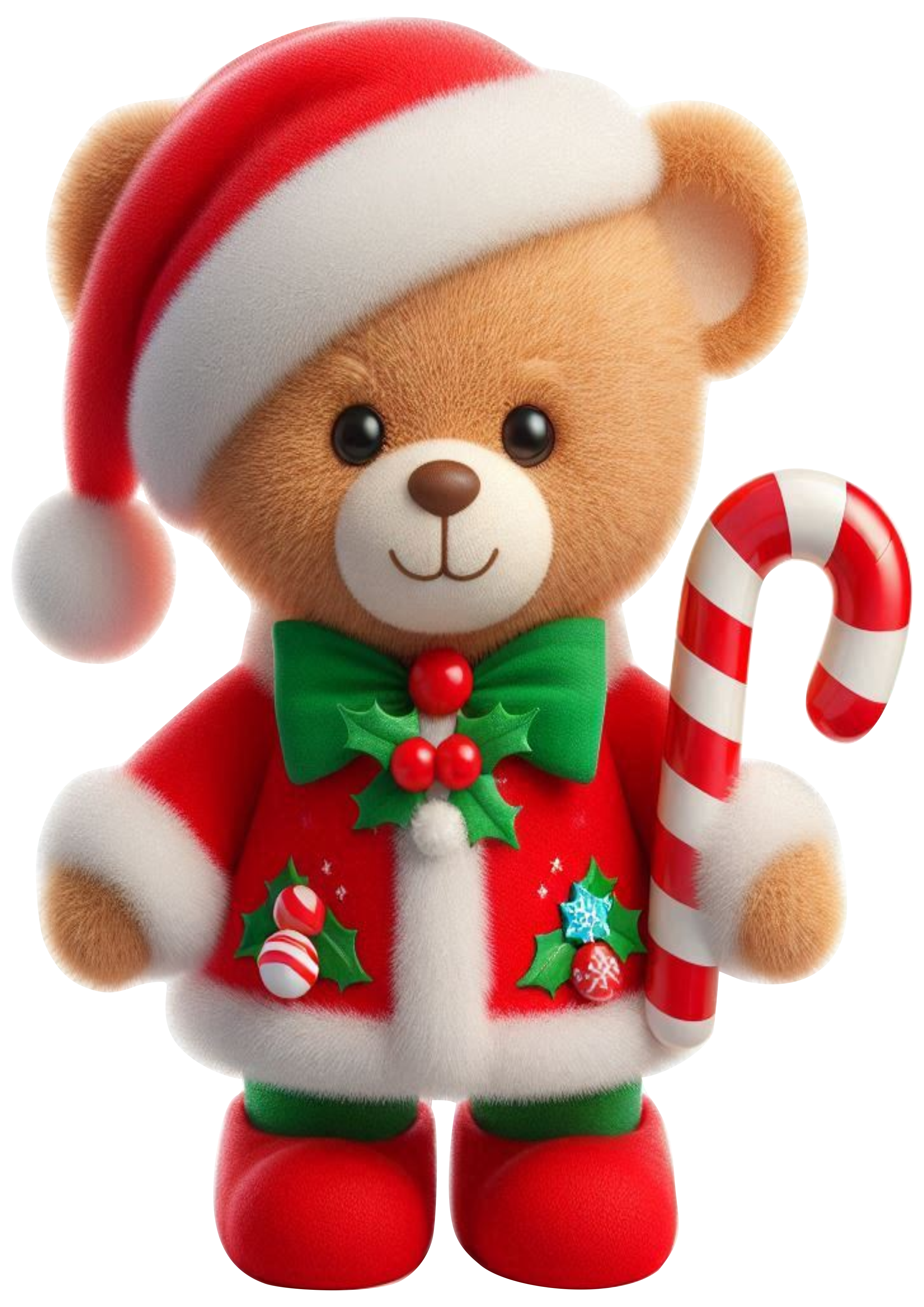 Teddy Bear in Christmas Outfit PNG