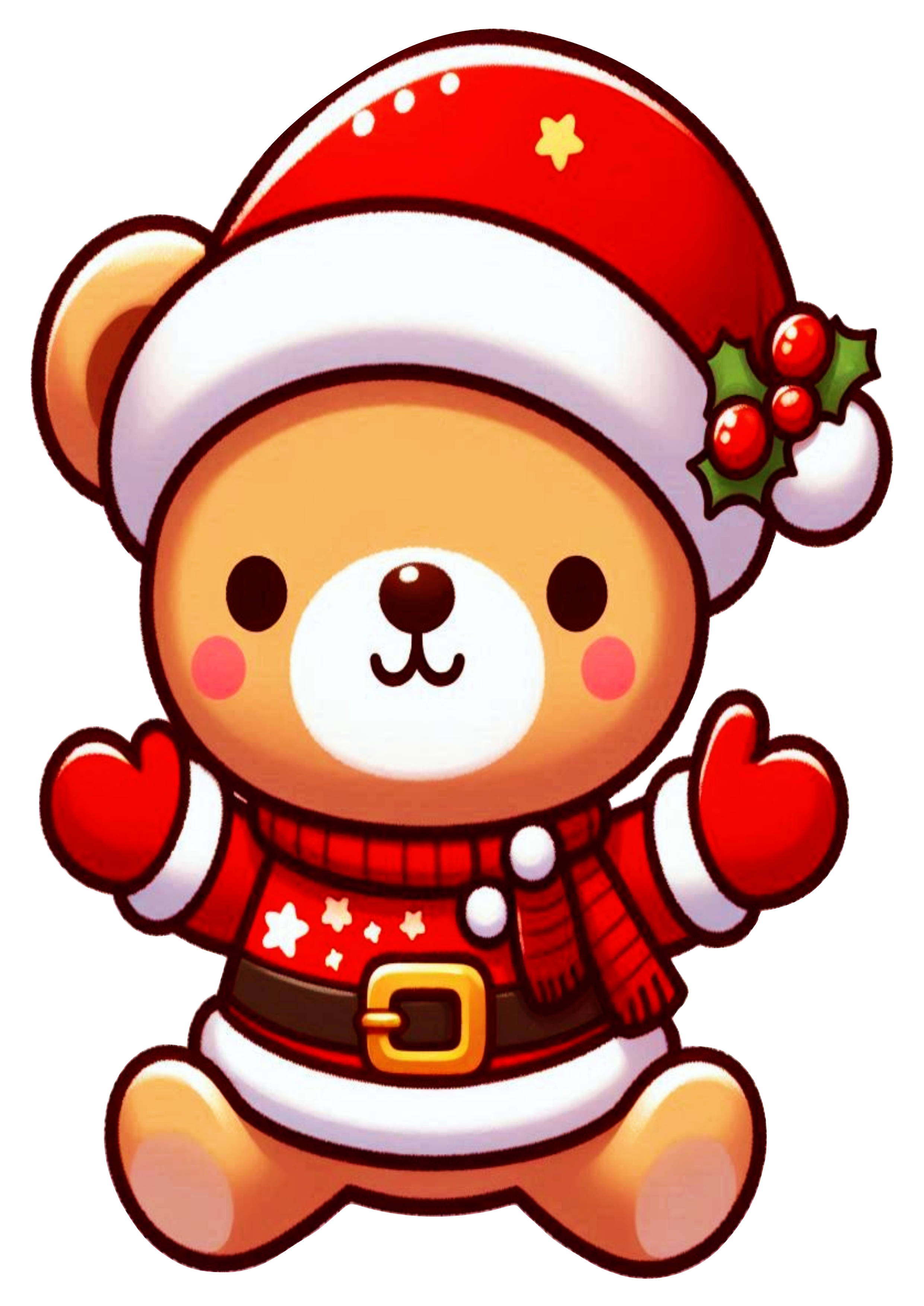 Teddy Bear in Christmas Outfit: Transparent Background Image for Designs PNG