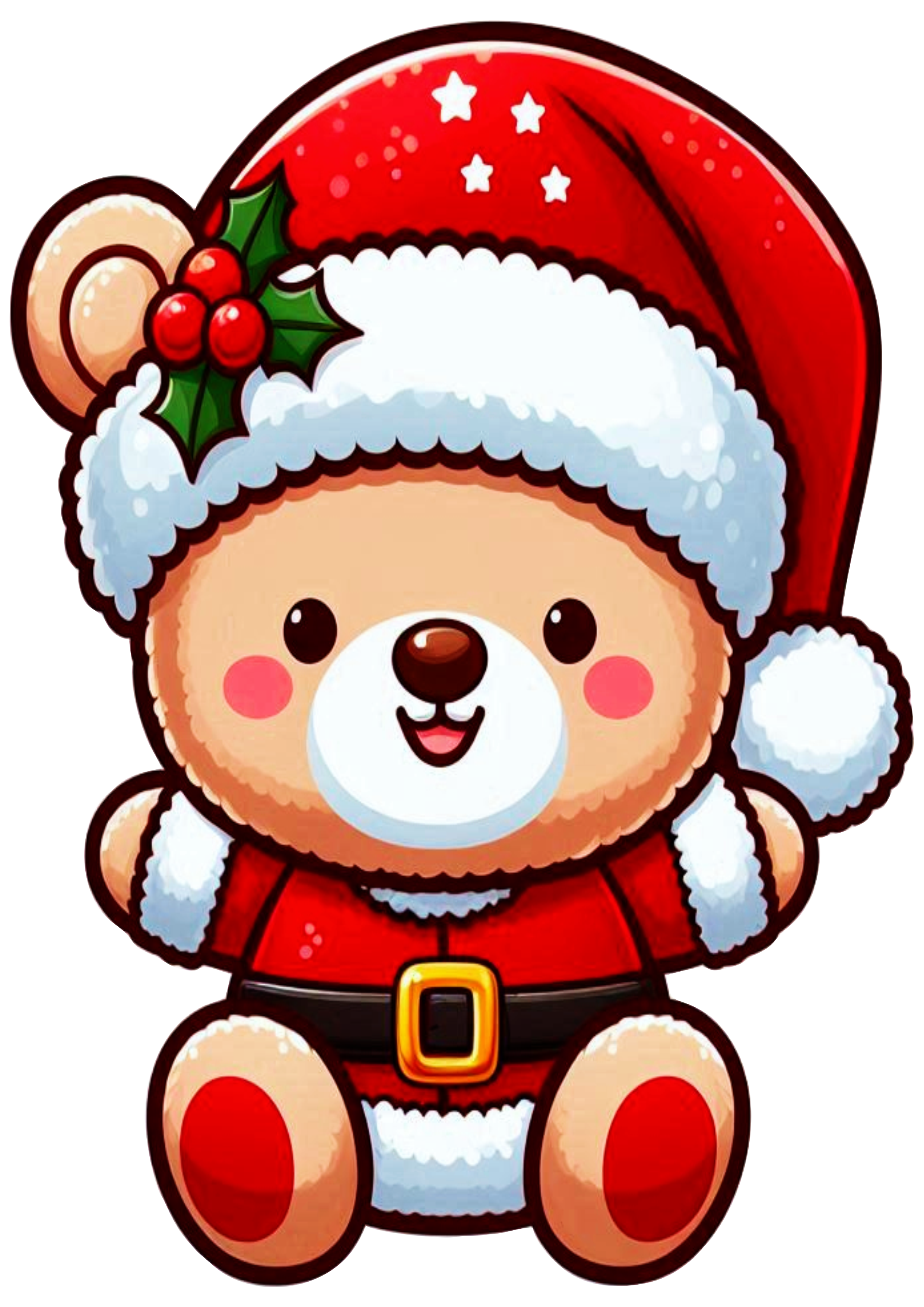 Adorable Christmas Teddy Bear PNG