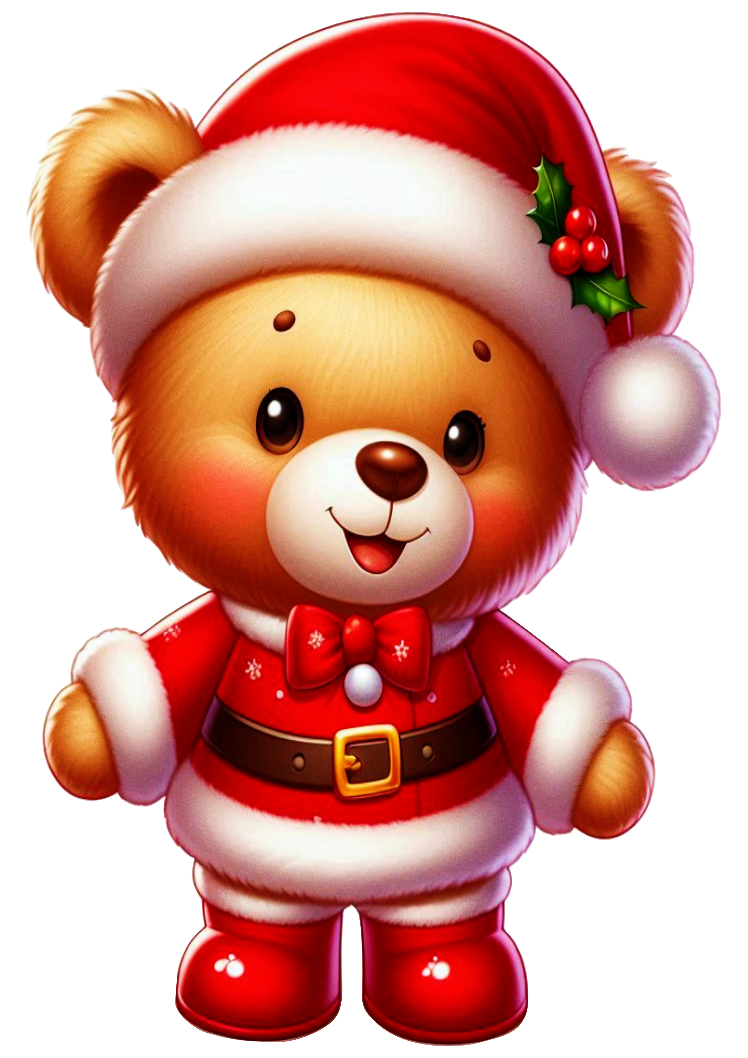 Cute Christmas Teddy Bear Image in PNG for Creative Projects