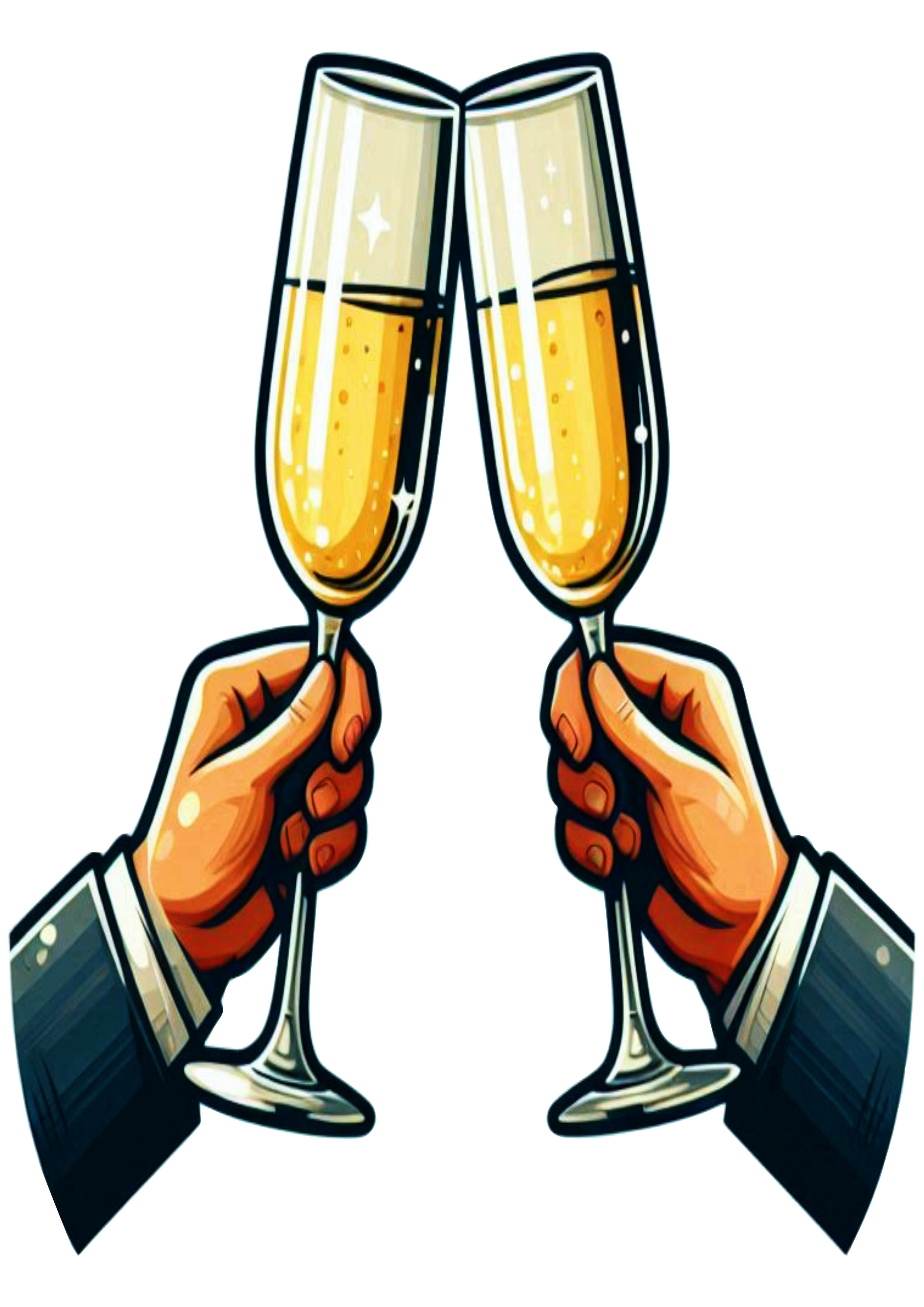 New Year Cheers: Champagne Glasses Illustration for Celebrations PNG